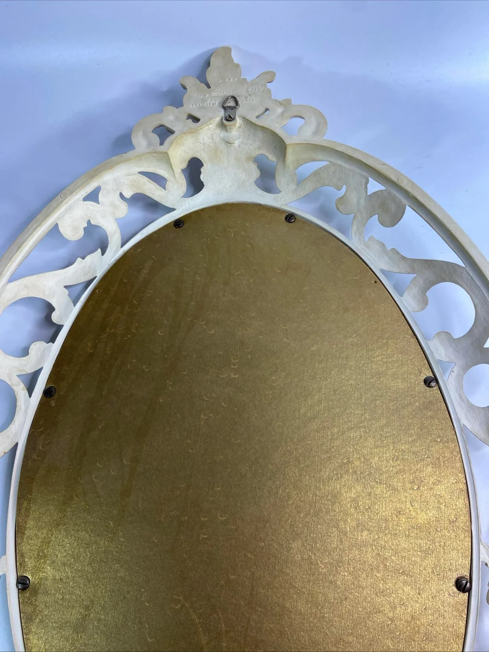 1962 Syroco Gold Oval Acrylic Mirror Cream Gold French Provincial - 10