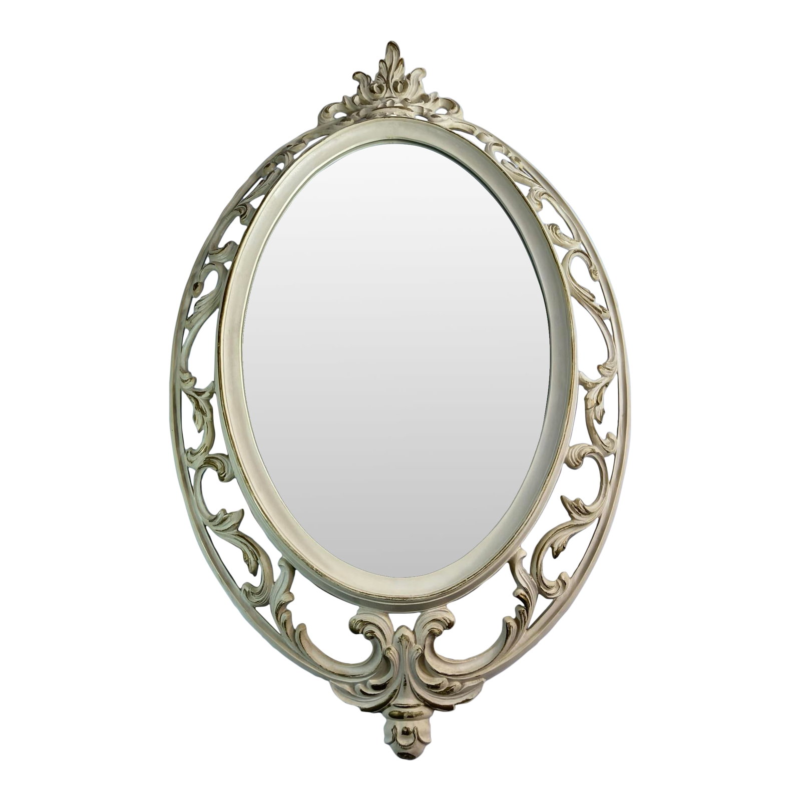 1962 Syroco Gold Oval Acrylic Mirror Cream Gold French Provincial: Vtg Syroco Gold Oval Acrylic Mirror Cream Gold French Provincial 29 x 17" Elevate your home decor with the vintage charm of a vintage Syroco gold oval mirror. The cream and gold French Provincial styl