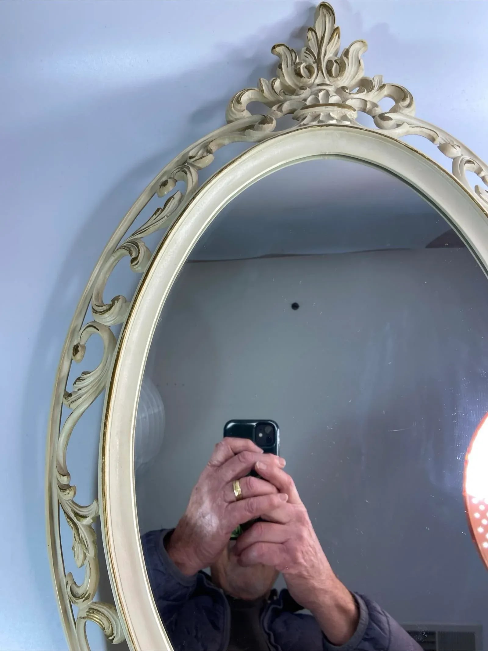 1962 Syroco Gold Oval Acrylic Mirror Cream Gold French Provincial - 3