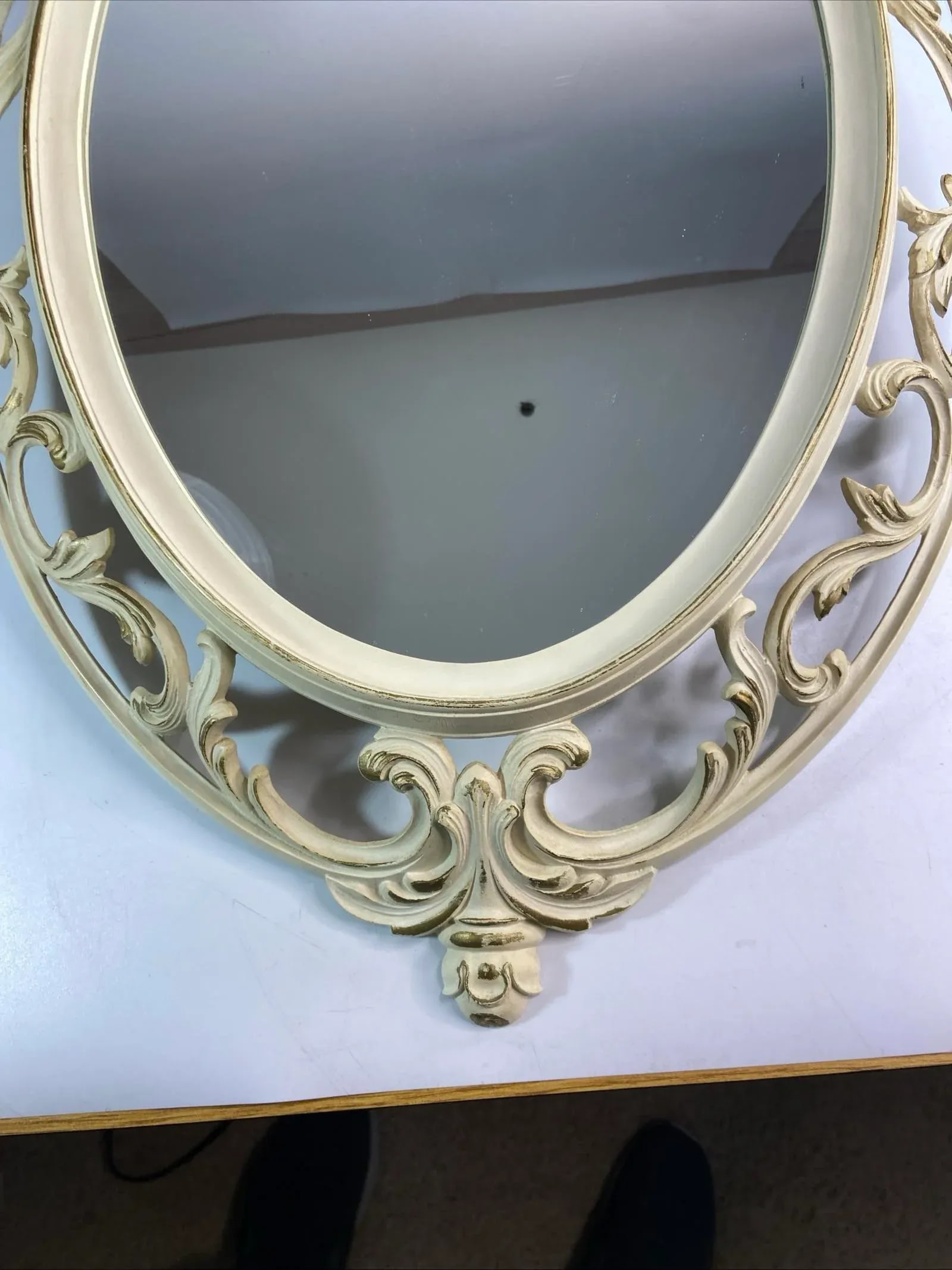 1962 Syroco Gold Oval Acrylic Mirror Cream Gold French Provincial - 4