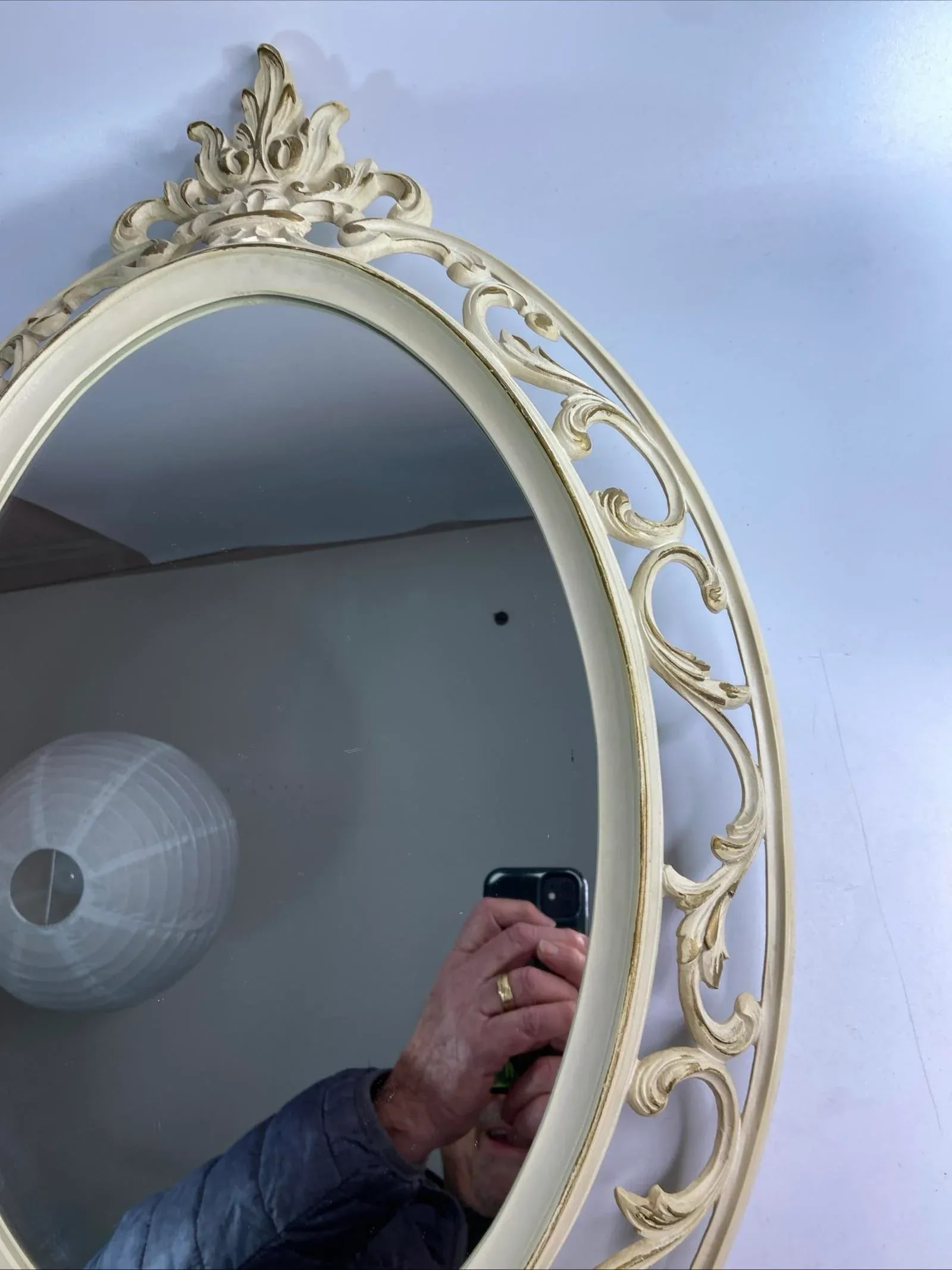 1962 Syroco Gold Oval Acrylic Mirror Cream Gold French Provincial - 6