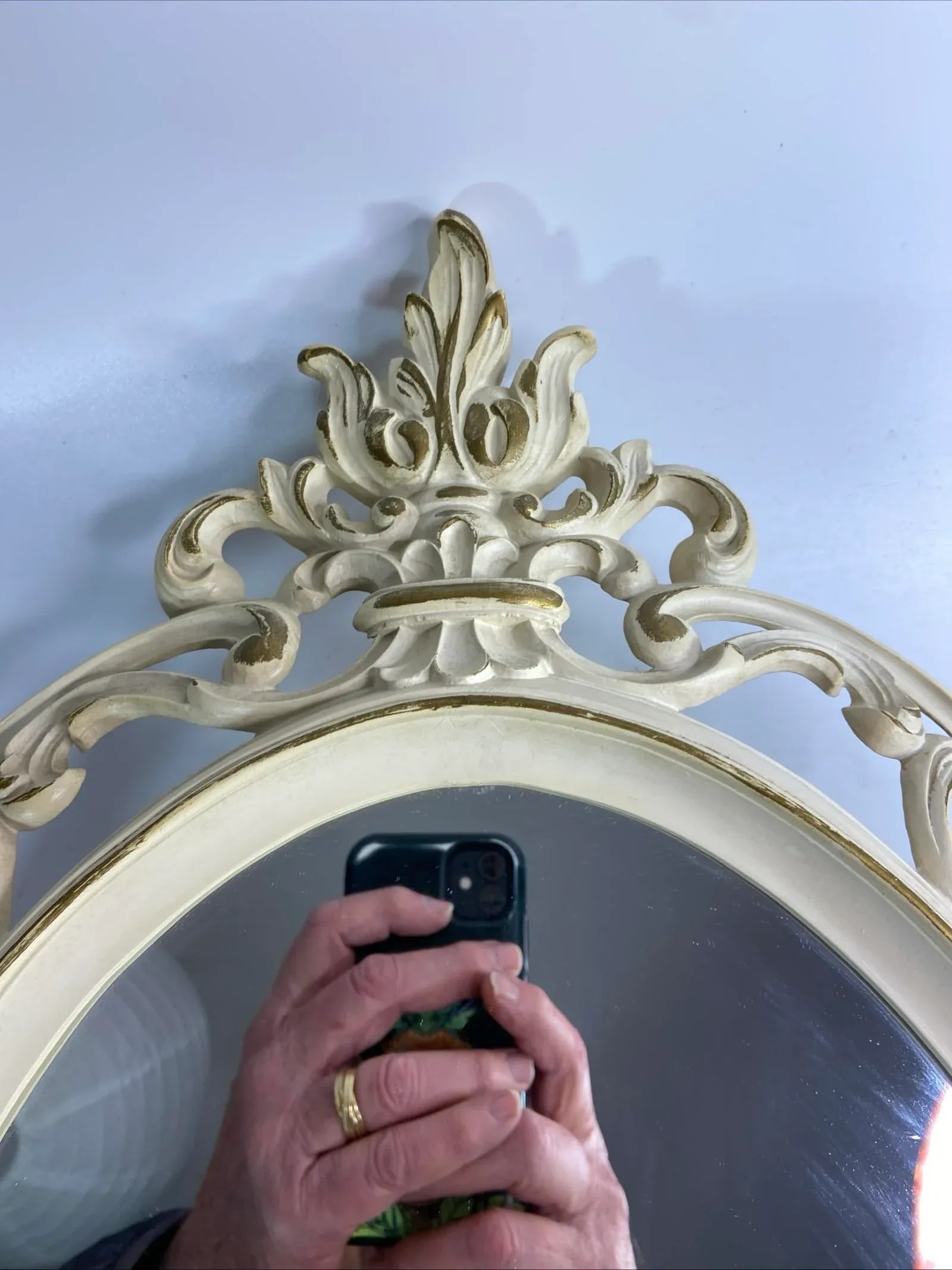 1962 Syroco Gold Oval Acrylic Mirror Cream Gold French Provincial - 7