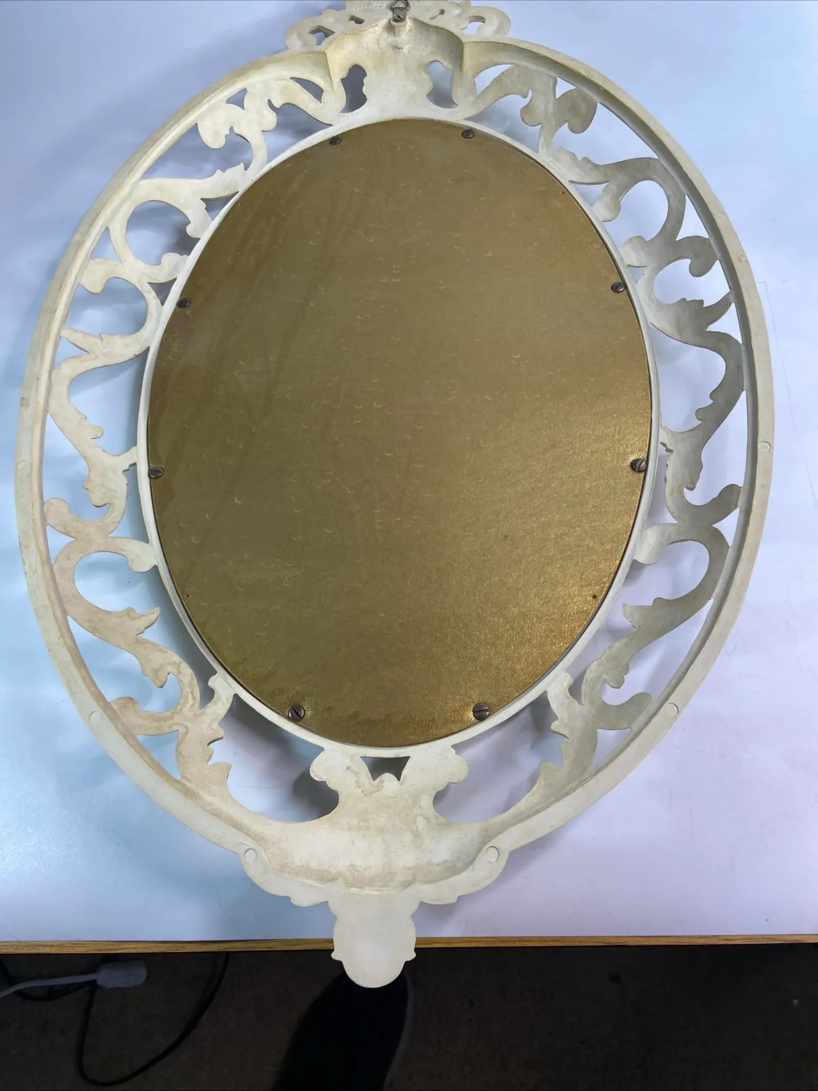 1962 Syroco Gold Oval Acrylic Mirror Cream Gold French Provincial - 8