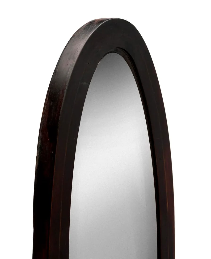 1940s Slender Ebonized Mahogany Oval Mirrors; A Pair - 4