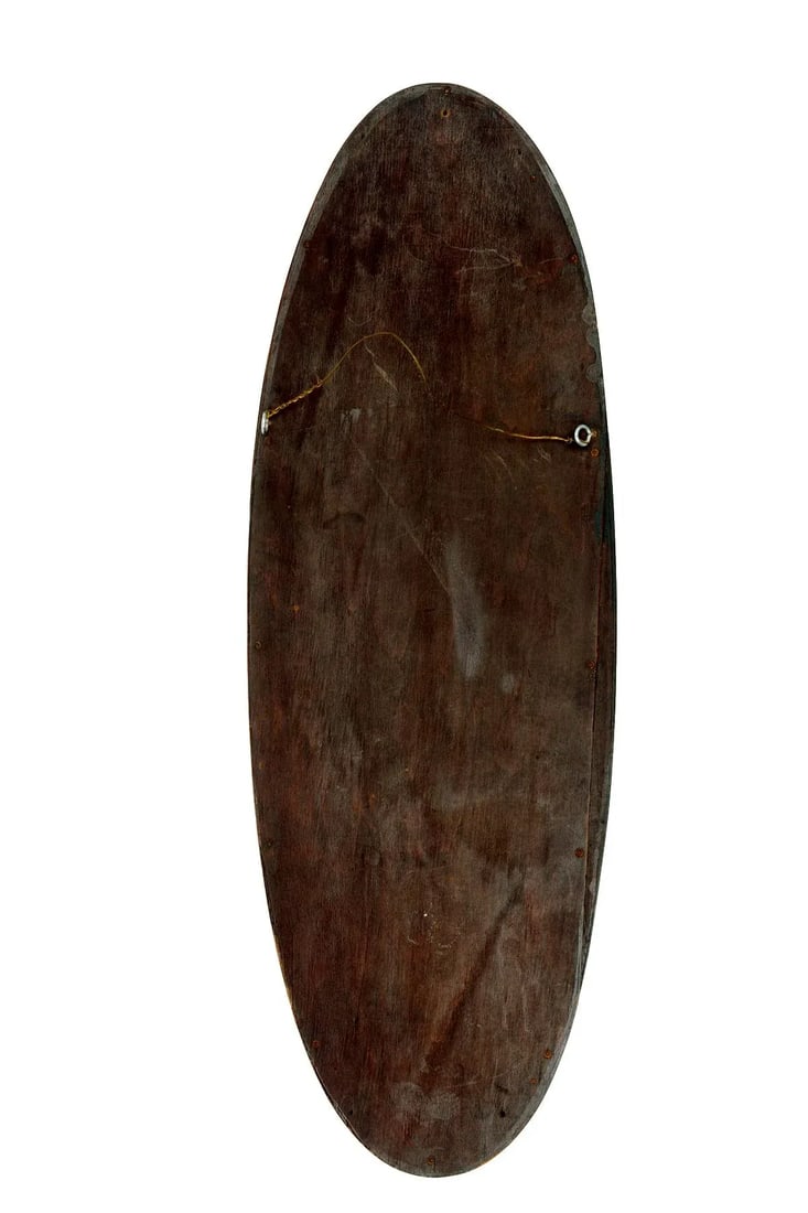 1940s Slender Ebonized Mahogany Oval Mirrors; A Pair - 6