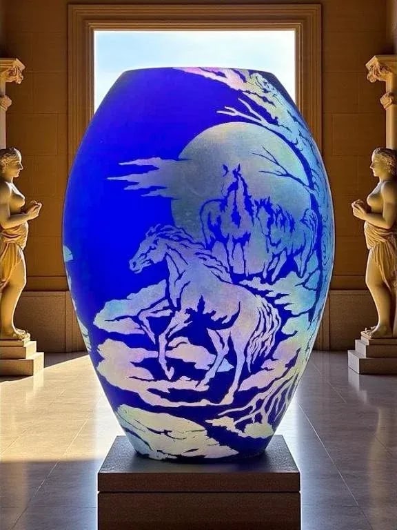 Fenton Favrene Wild Horses Oval Vase-Robin Spindler-Signed Limited Ed-2005-Art - 6
