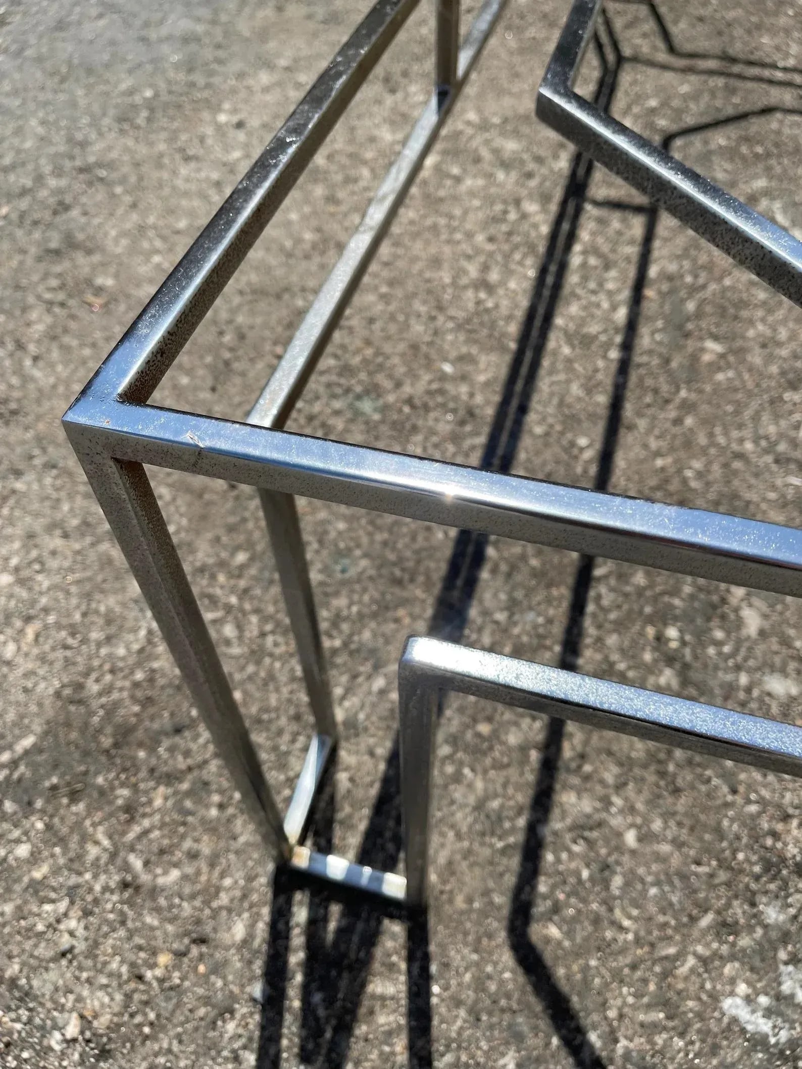 Vintage Chrome Geometric Coffee Table - 7
