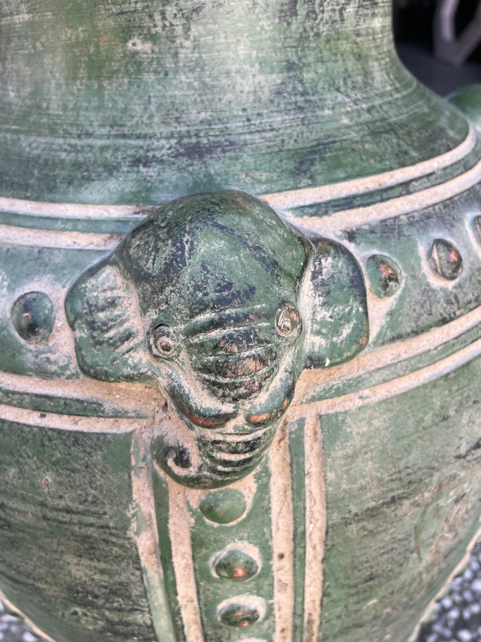 Large Antique Asian Archaistic Style Green Glazed Pottery Vase - 10