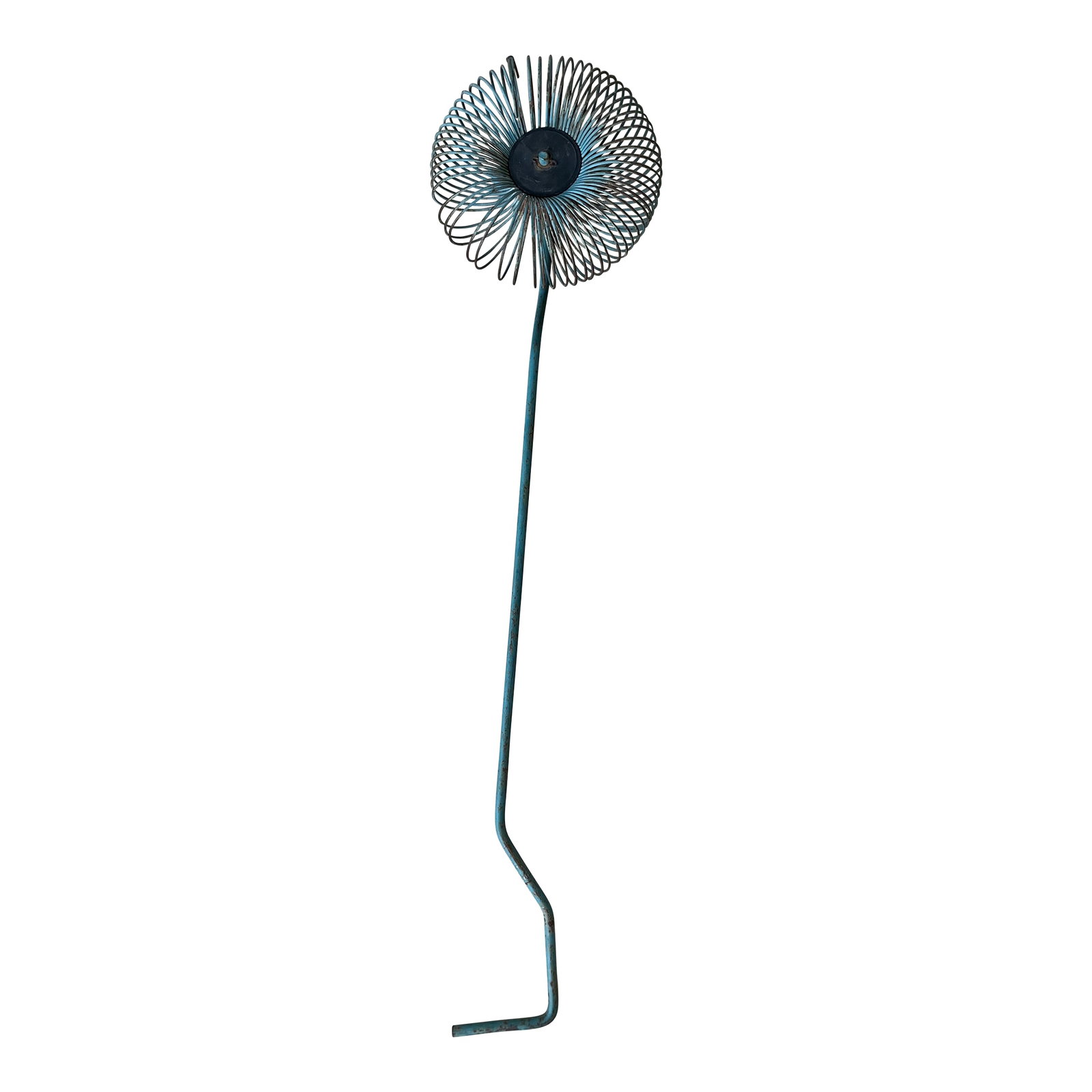 1950s Mid Century Sculptural Pecan Gatherer Wall Art in Turquoise: This piece displays like a Curtis Jere sculptural piece, but it was an implement used for picking up pecans. It's a wonderful addition for any mid century modern home or a home with a pecan tree.