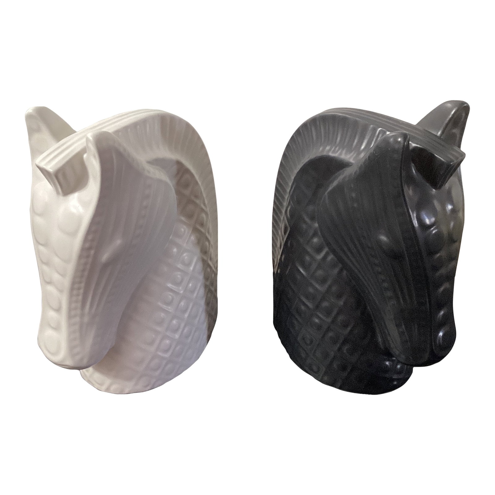 Jonathan Adler Horse Head(s) Decor: Great ,alone or as a pair. These feel very aristocratic a retired pair of beautiful horse heads . 13.5" tall, 11" wide and 5.5" depth. They have no issues just waiting for a new home! I believe these