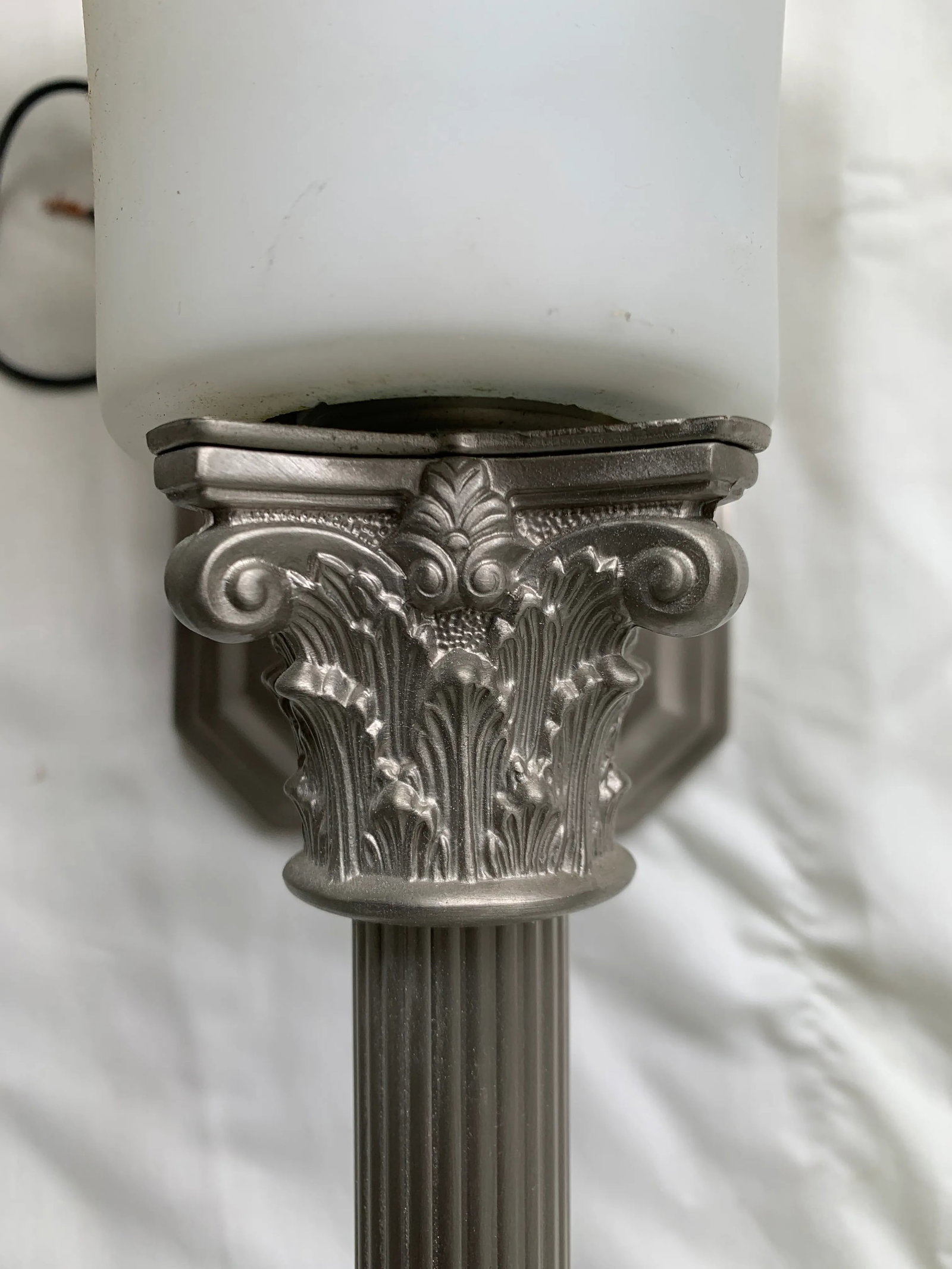 Vintage Late 20th Century Brushed Chrome Column Sconces - Set of 2 - 6