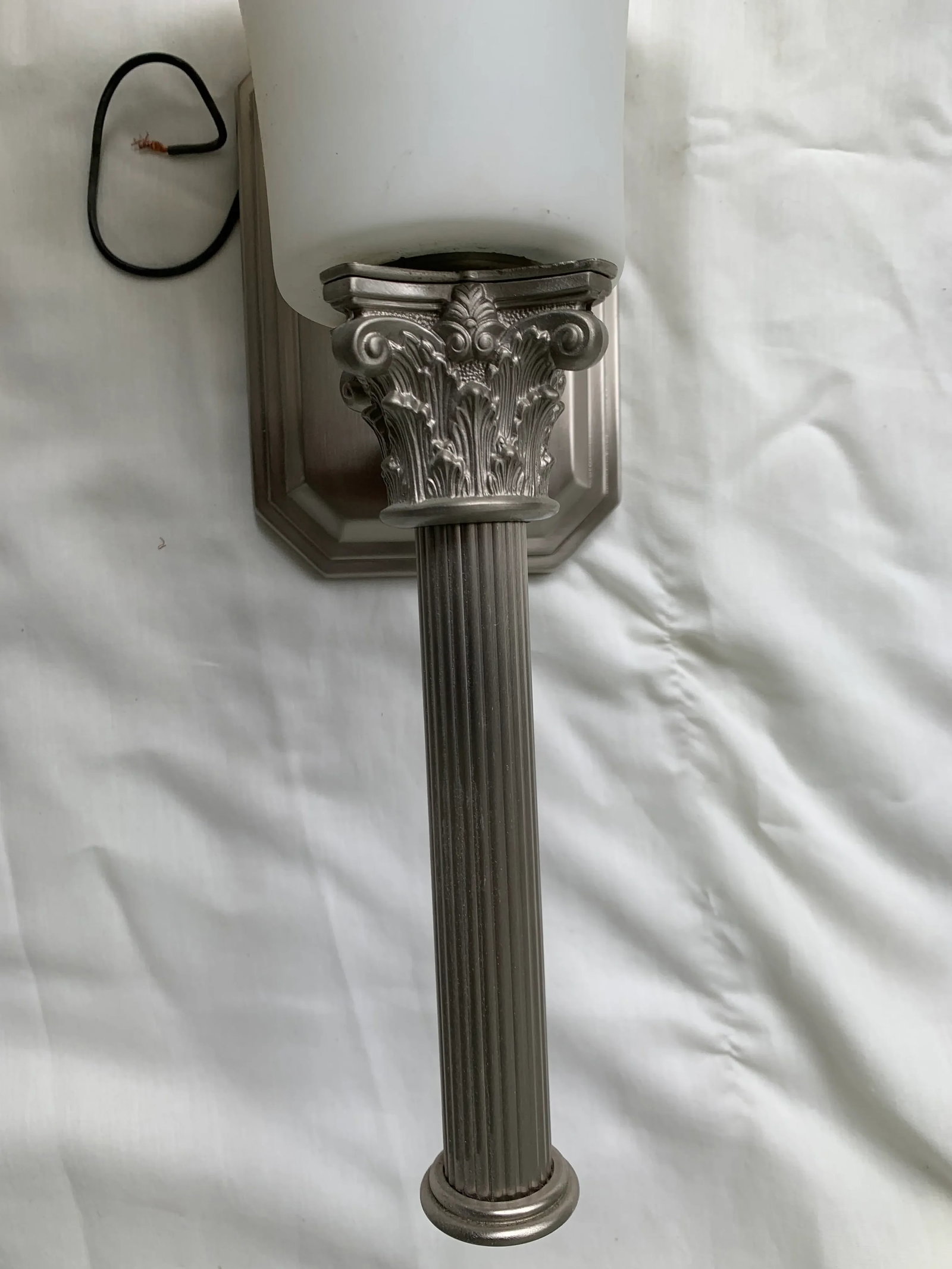 Vintage Late 20th Century Brushed Chrome Column Sconces - Set of 2 - 7