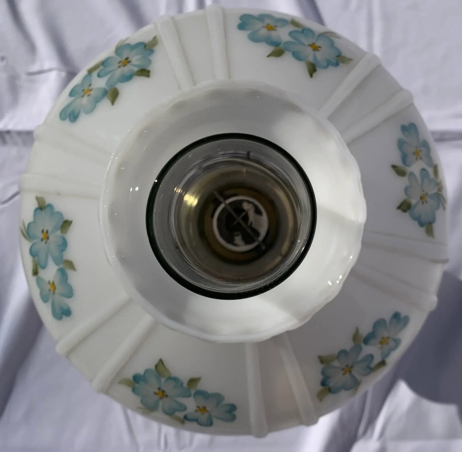 Mid-Century Brass Oil Lamp With Painted Glass Shade - 6