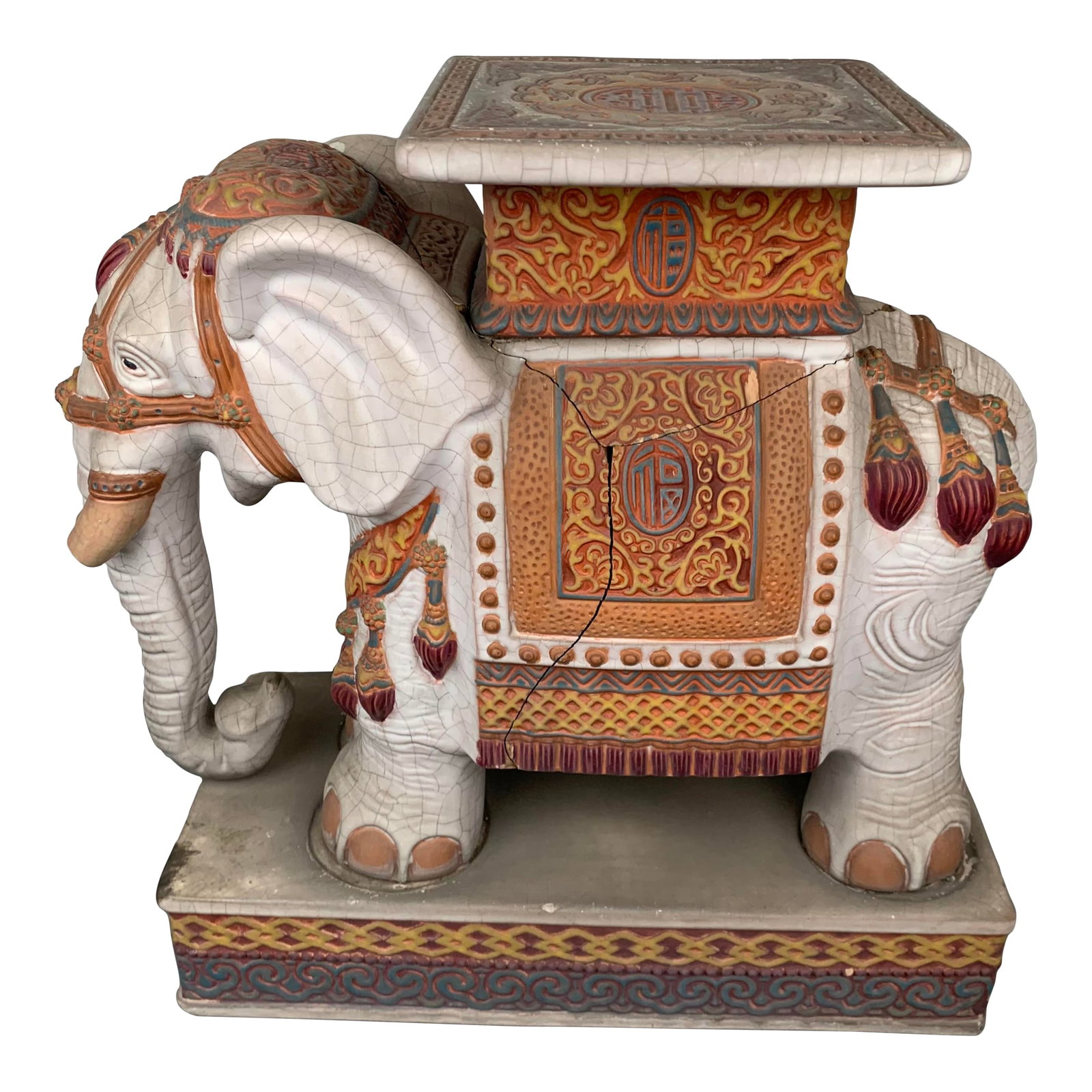 Vintage Chinese Elephant Garden Seat: Vintage Chinese Elephant Garden Seat. From the collection of Bob and Dolores Hope from their estate located in Toluca Lake, California. Condition: Alterations: Original Condition Unaltered Imperfectio