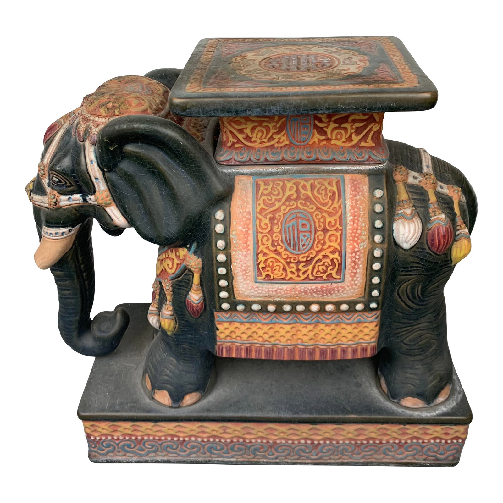 Vintage Chinese Elephant Garden Seat: Vintage Chinese Elephant Garden Seat. From the collection of Bob and Dolores Hope from their estate located in Toluca Lake, California. Condition: Alterations: Original Condition Unaltered Imperfectio