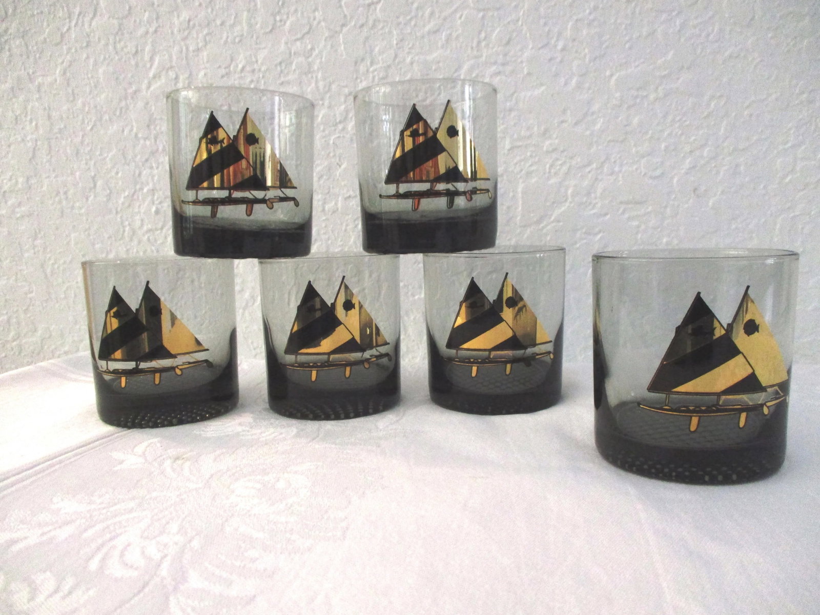 1970s Smoke Catamaran Lowball Glasses - Set of 6 - 4