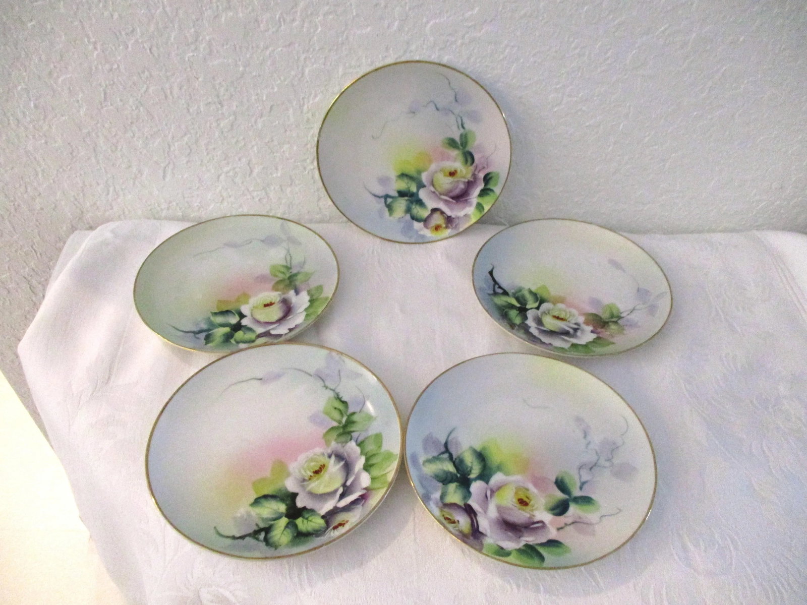 1950s Meito Japanese Hand-Painted Plates - Set of 5 - 5