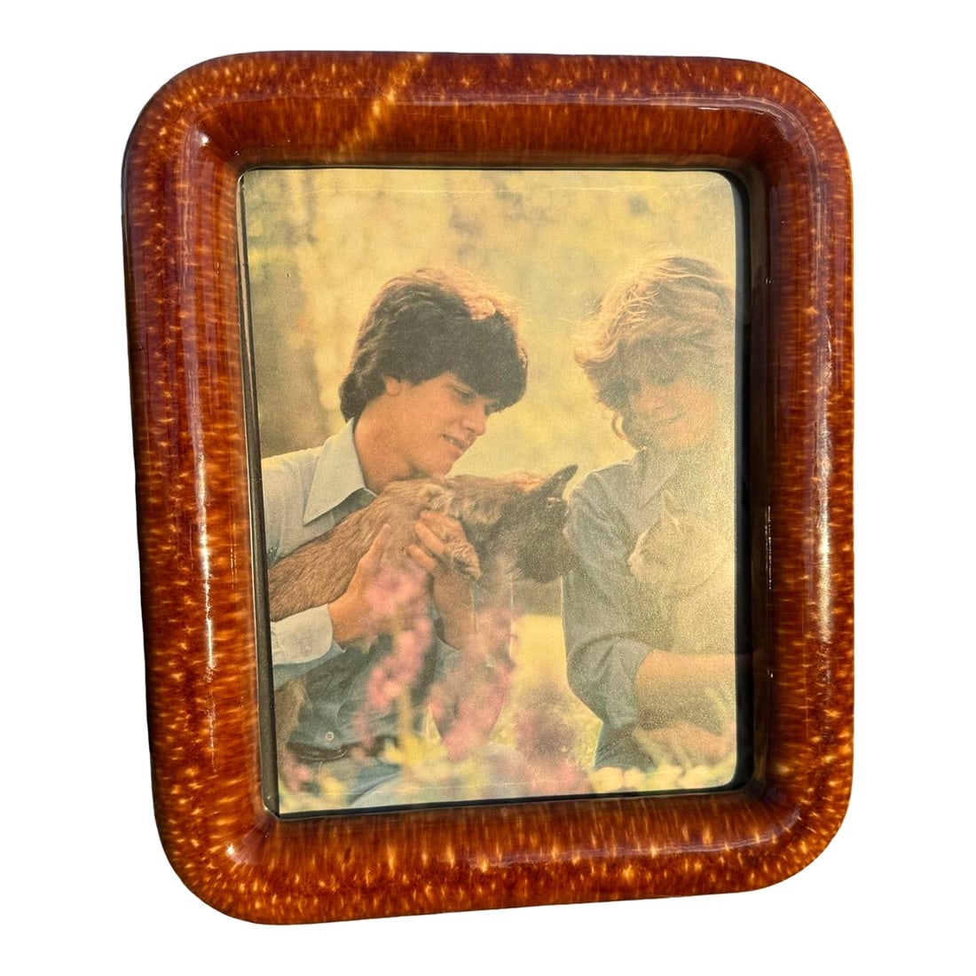 Vintage 80's Porcelain Tortoise Picture Frame for 8"x10": Vintage 80's porcelain 8"x10" picture frame. Thick 1&1/2" ceramic frame with a tortoise glaze finish. Condition: Alterations: Original Condition Unaltered Imperfections: Some Imperfections Condition