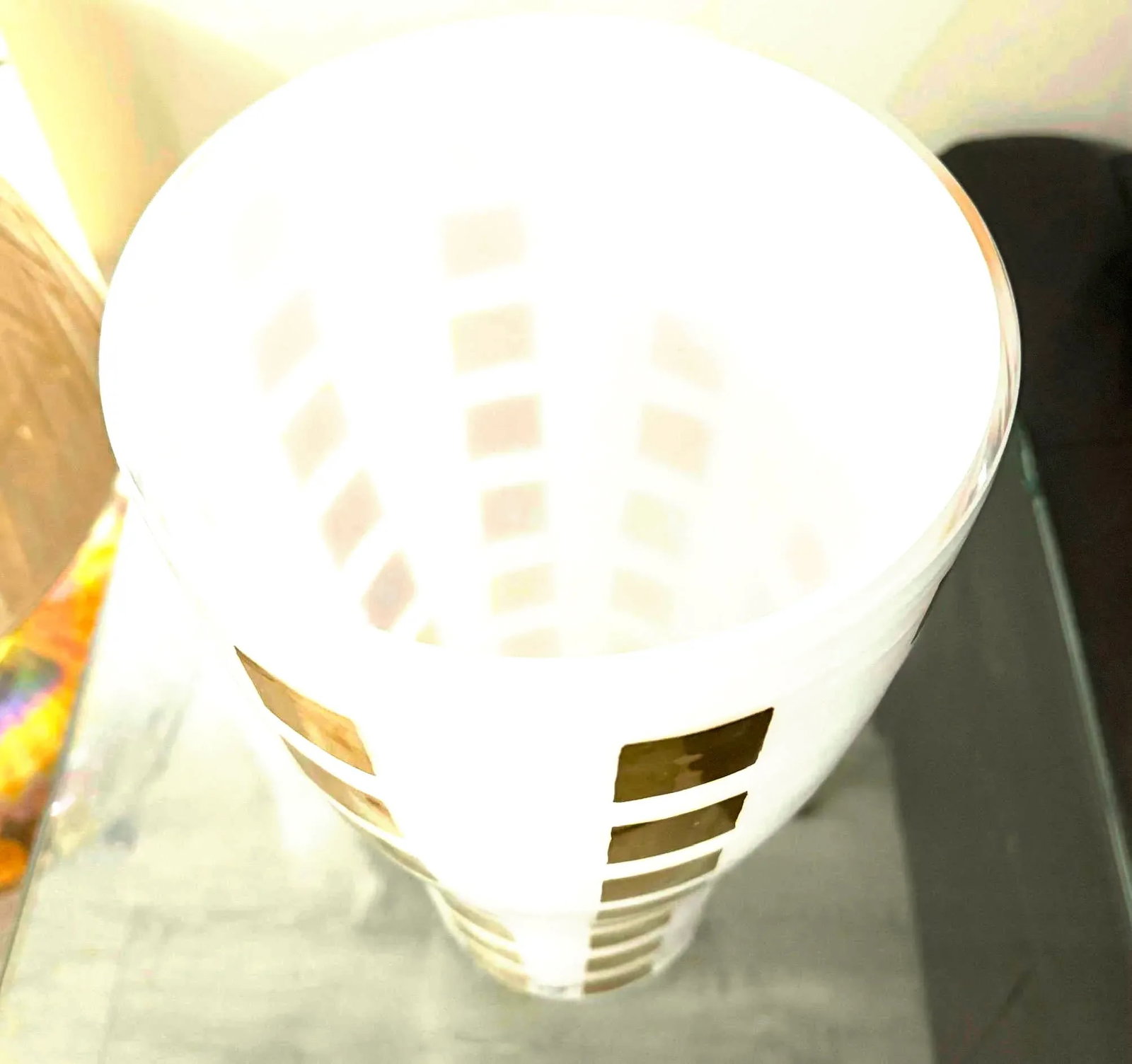 1960s Orrefors by Anne Nilsson Large 13.5in Gold & White Vase Signed Rare - 3