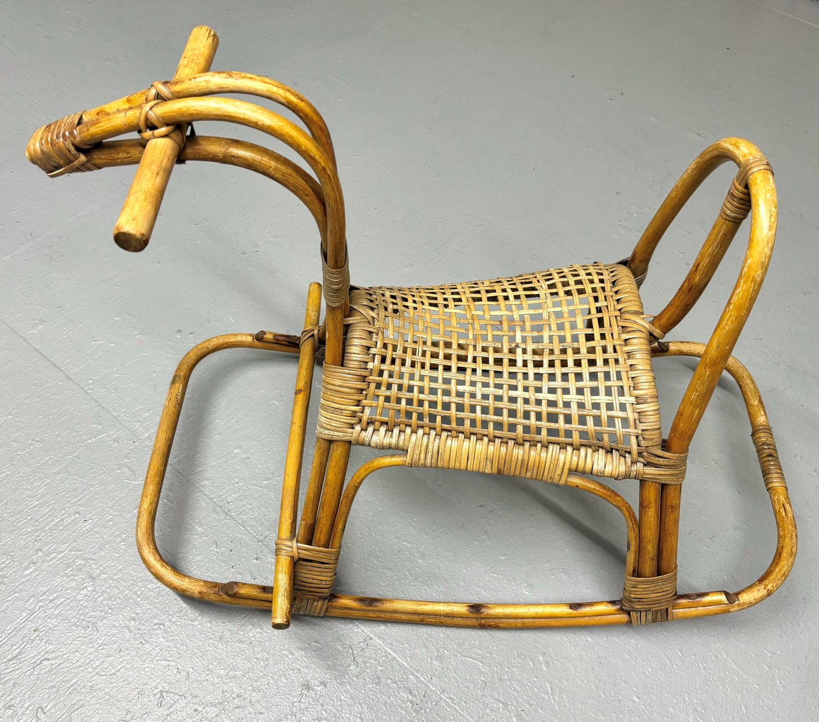 Vintage 1960's Franco Albino Rattan Rocking Horse - 2