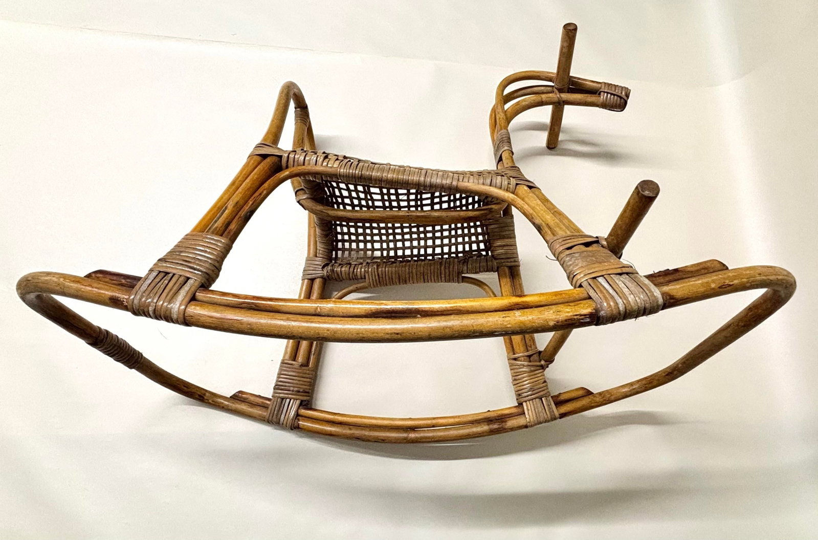 Vintage 1960's Franco Albino Rattan Rocking Horse - 8