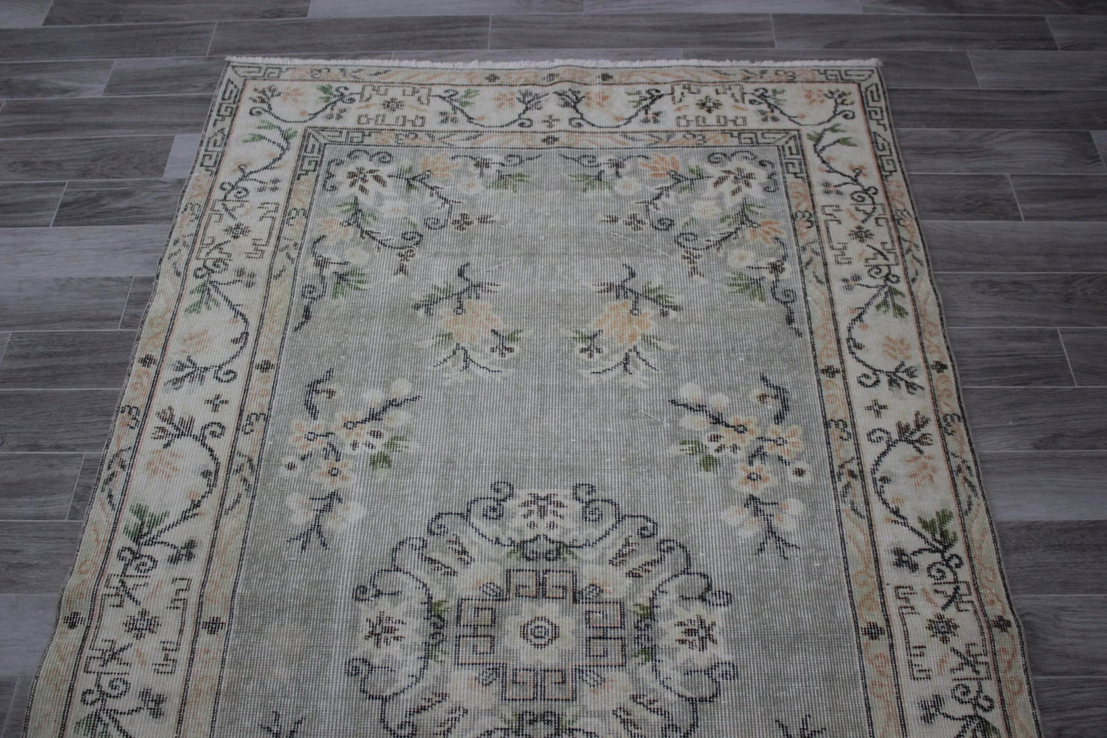 1970s Vintage Handmade Floral Design Oriental Cappadocia Turkish Area Rug - 5