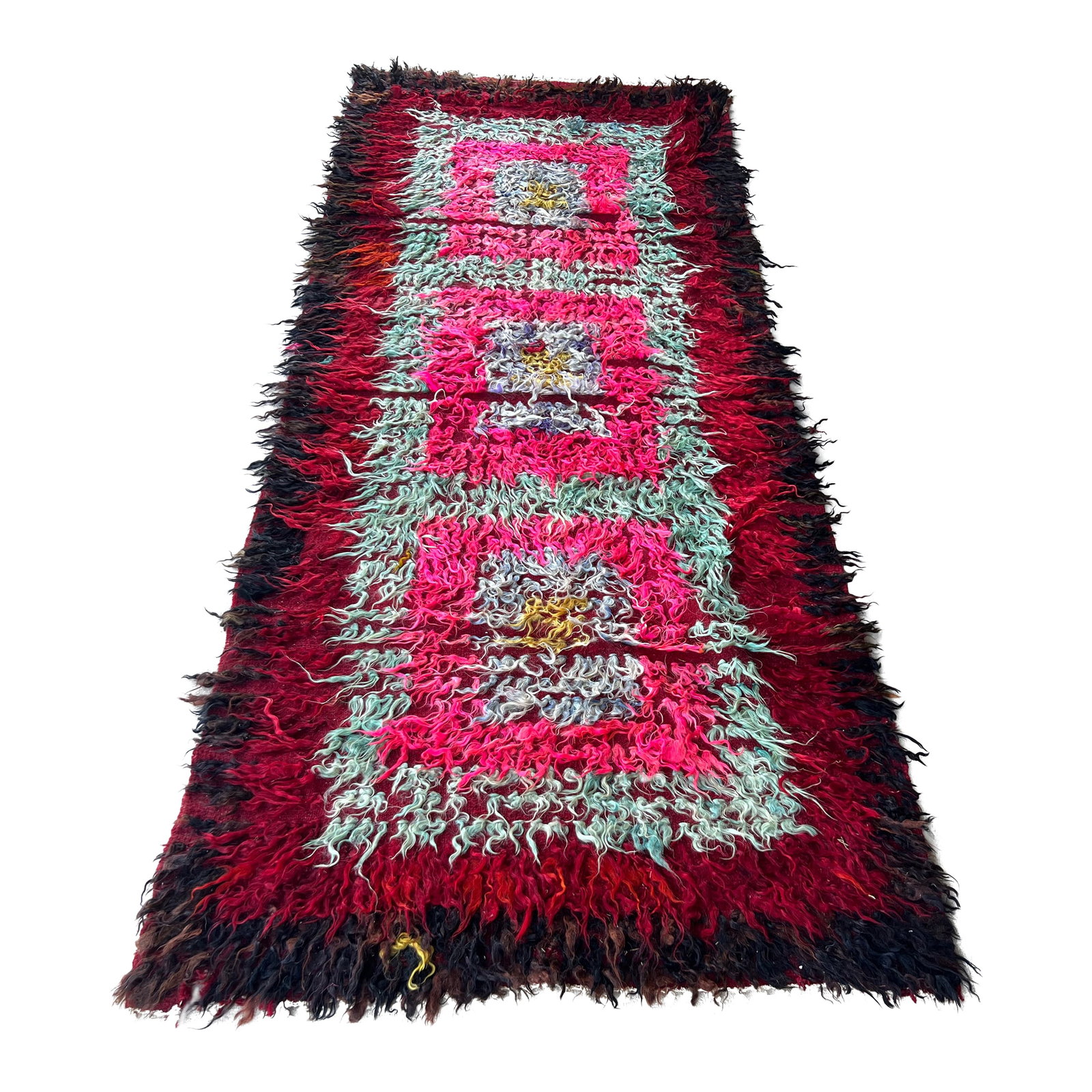 Antique Hot Pink Tulu Rug: All rugs have been professionally cleaned; original condition is not altered, age-related wear is considered normal in these unique, hand woven vintage rugs. It is common for slight variations in wear