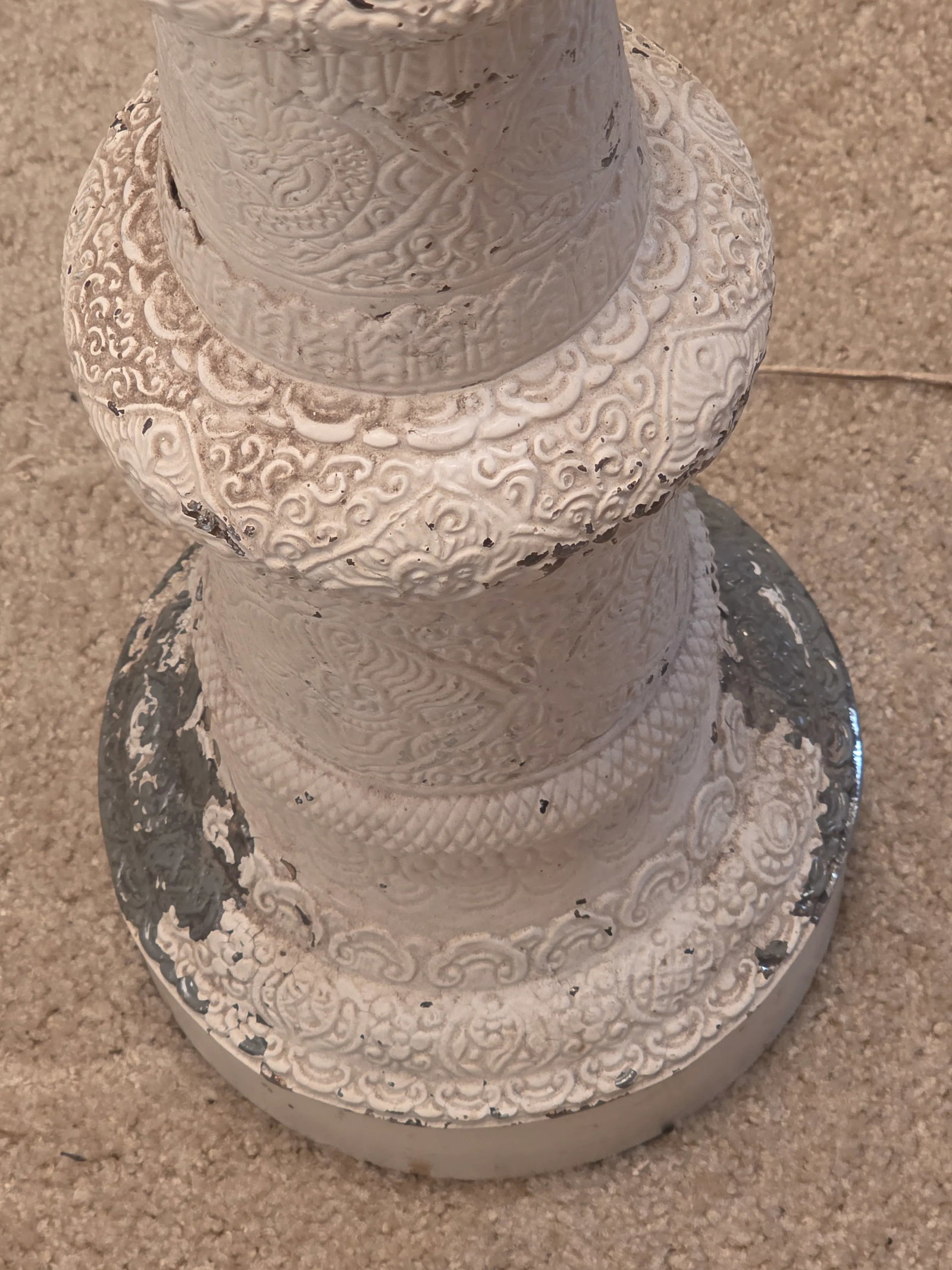 Antique, Art Deco, Asian Revival, Japanese Dragon and Monkey Relief Plaster Tall Floor Lamp, ca.1920 - 13