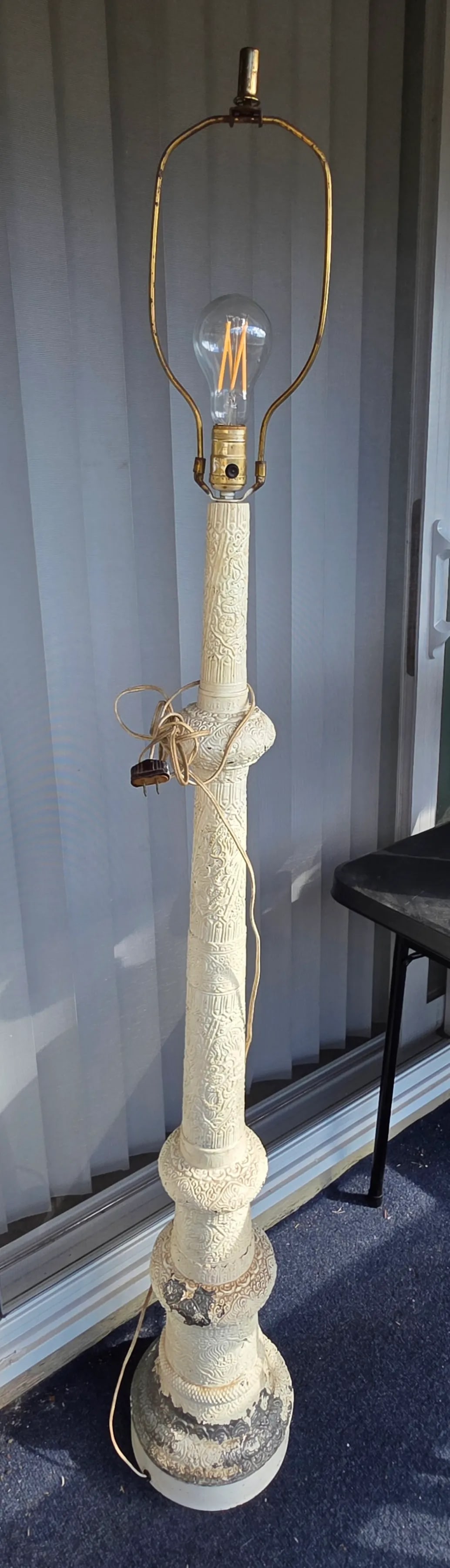 Antique, Art Deco, Asian Revival, Japanese Dragon and Monkey Relief Plaster Tall Floor Lamp, ca.1920 - 14