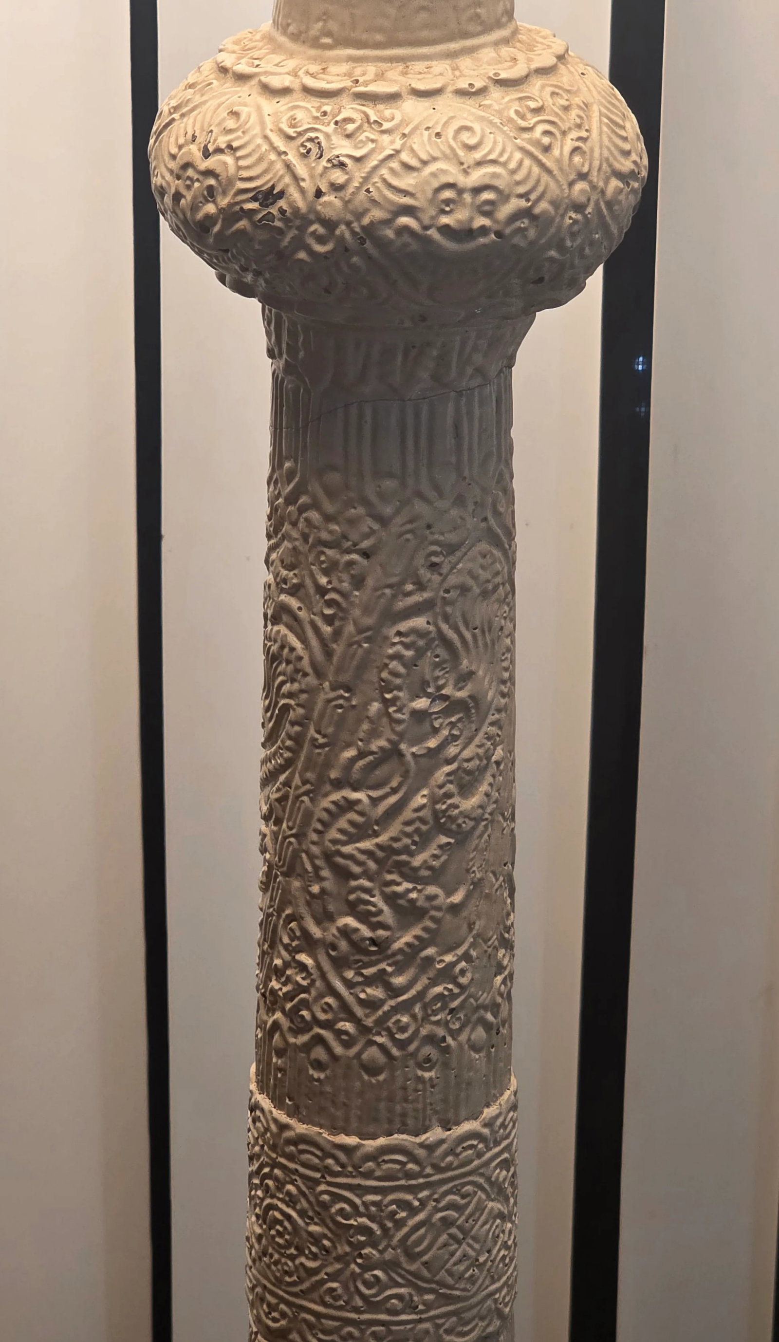Antique, Art Deco, Asian Revival, Japanese Dragon and Monkey Relief Plaster Tall Floor Lamp, ca.1920 - 4