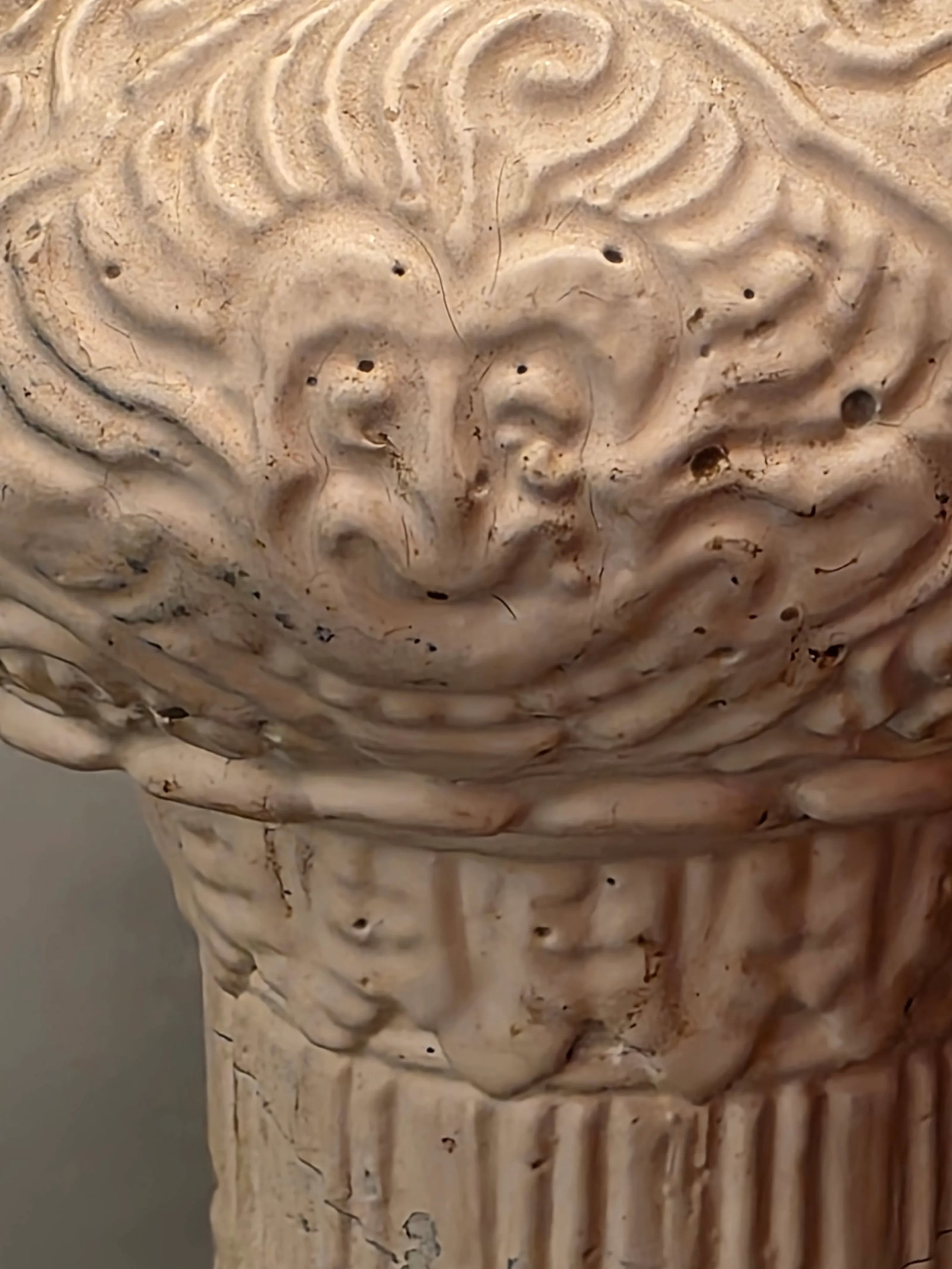 Antique, Art Deco, Asian Revival, Japanese Dragon and Monkey Relief Plaster Tall Floor Lamp, ca.1920 - 6