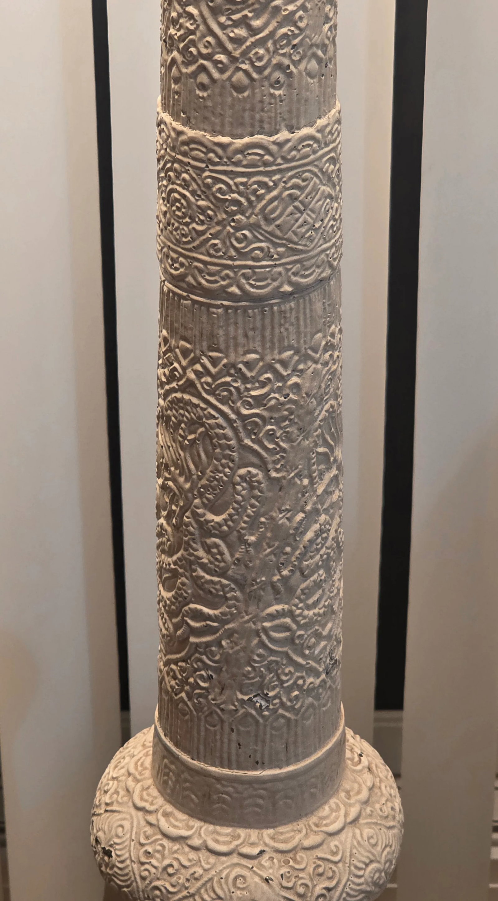 Antique, Art Deco, Asian Revival, Japanese Dragon and Monkey Relief Plaster Tall Floor Lamp, ca.1920 - 7