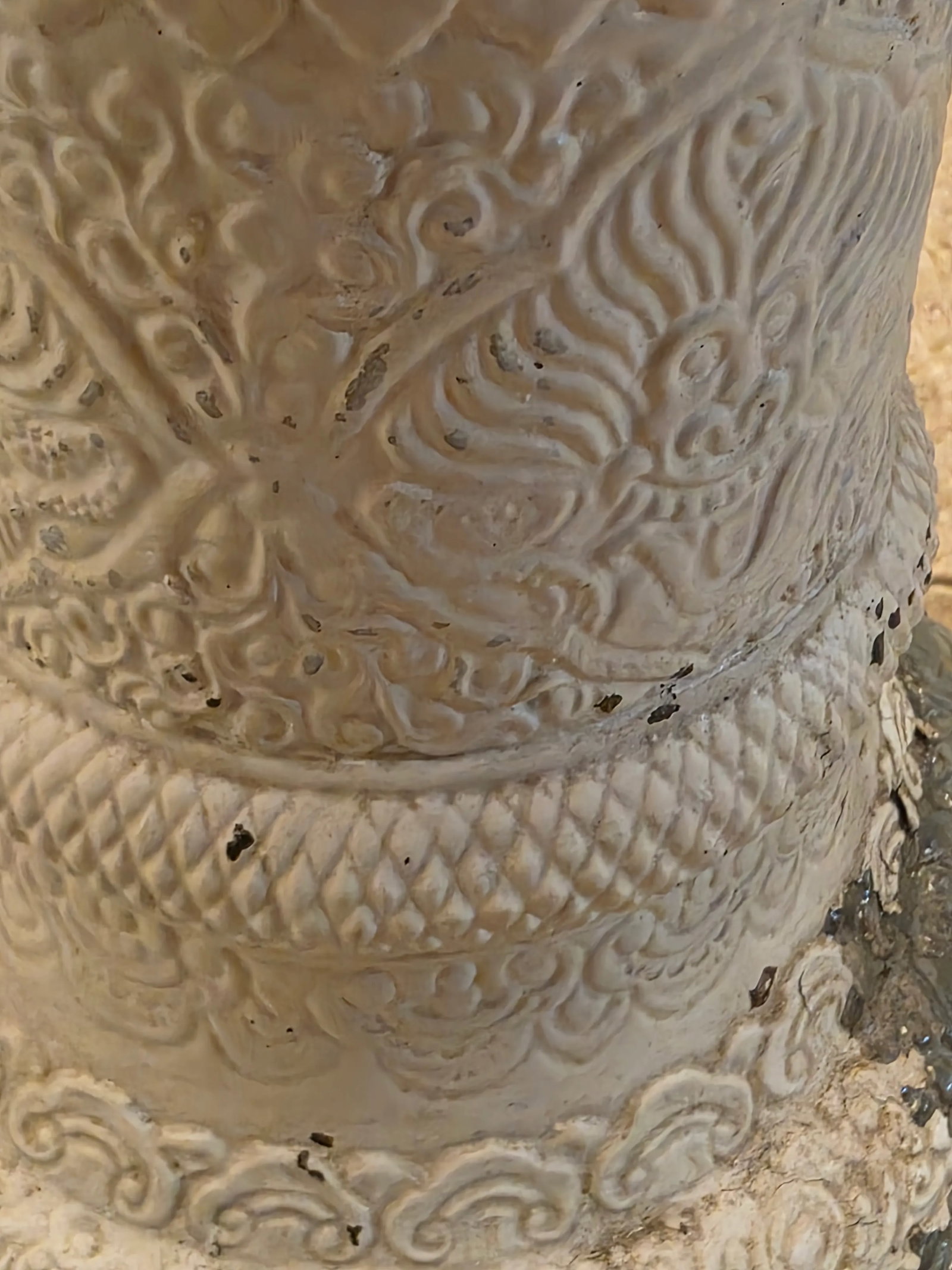 Antique, Art Deco, Asian Revival, Japanese Dragon and Monkey Relief Plaster Tall Floor Lamp, ca.1920 - 8