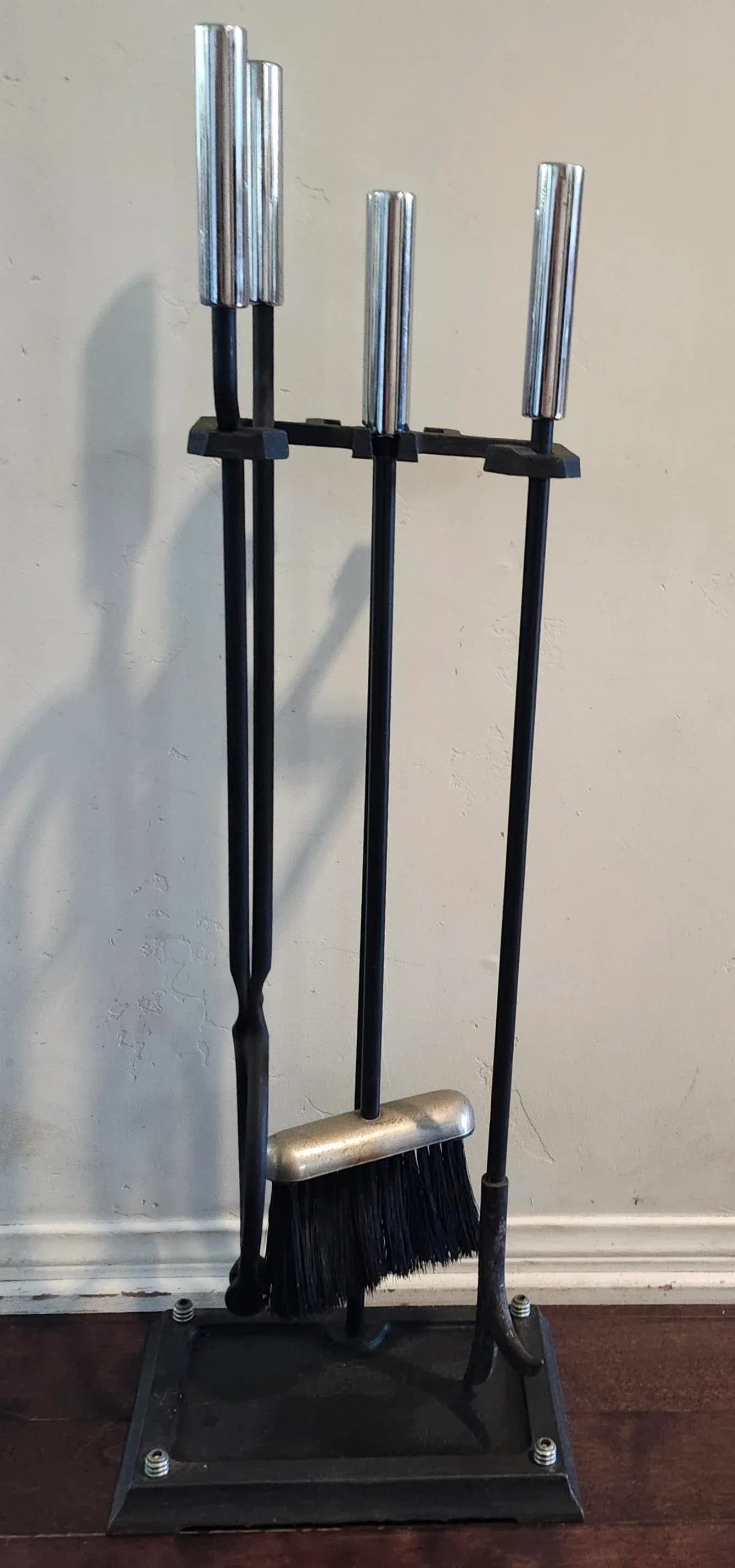 Early 21st Century Fireplace Tools Black With Chrome Handles - 2