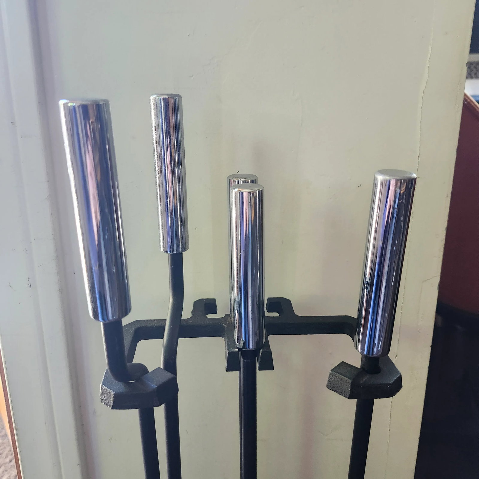 Early 21st Century Fireplace Tools Black With Chrome Handles - 3