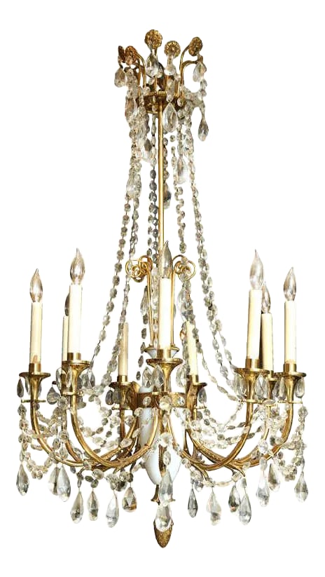 Russian Style Bronze, Opaline Glass and Crystal Chandelier (1 of 10)