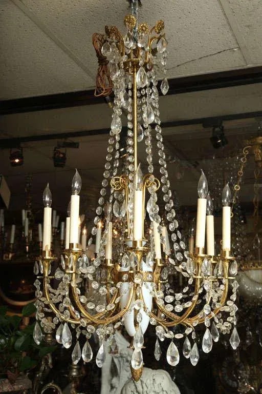 Russian Style Bronze, Opaline Glass and Crystal Chandelier - 2