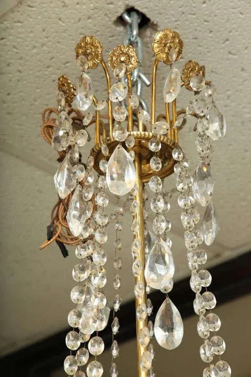 Russian Style Bronze, Opaline Glass and Crystal Chandelier - 7
