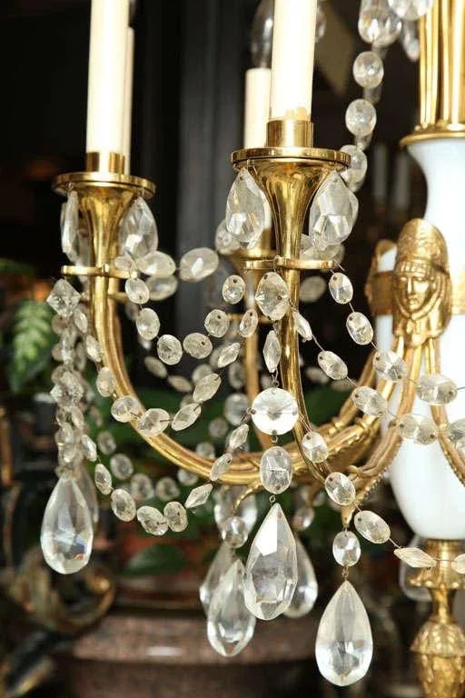 Russian Style Bronze, Opaline Glass and Crystal Chandelier - 9