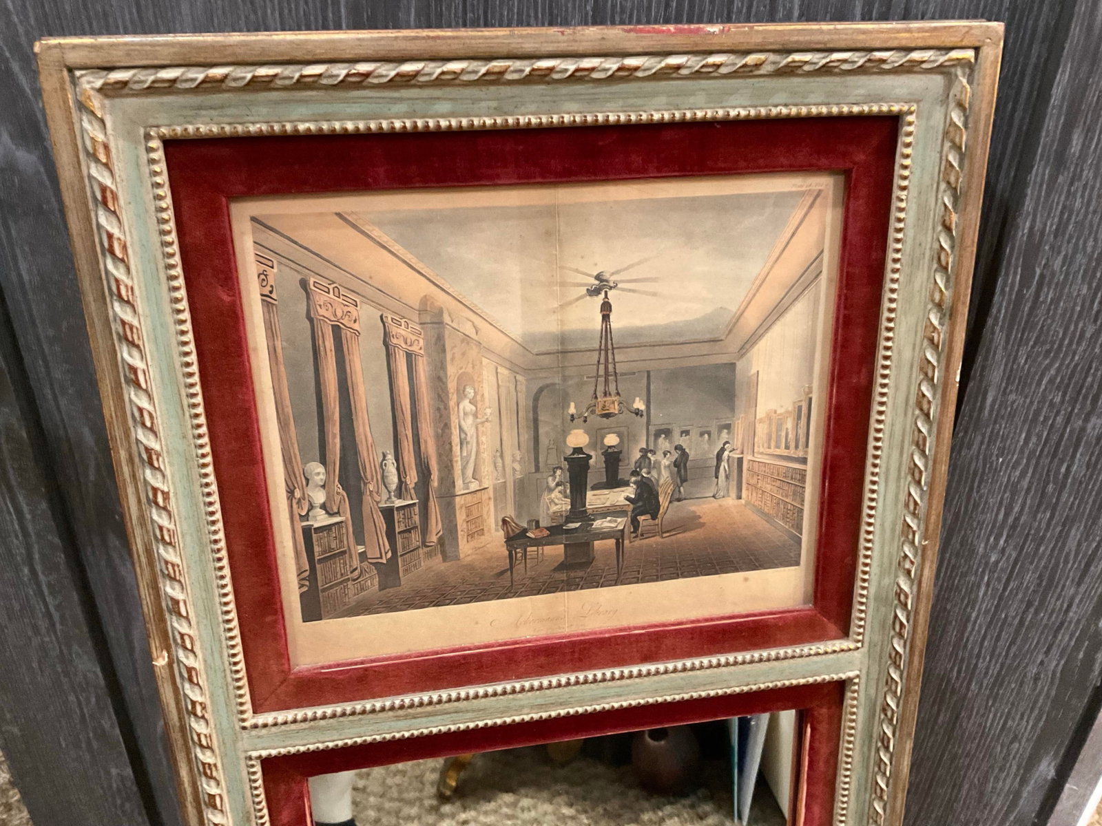 Antique European Gallery Mirror With Framed Print, Circa 1900 - 4