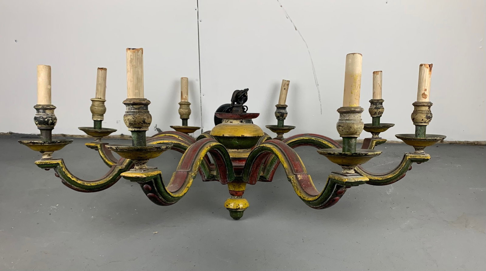 Antique Italian Painted Brass Chandelier - 2