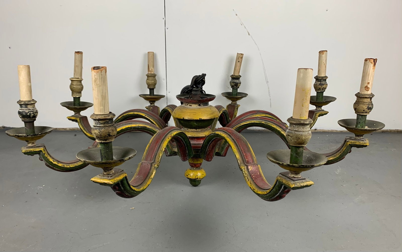 Antique Italian Painted Brass Chandelier - 3
