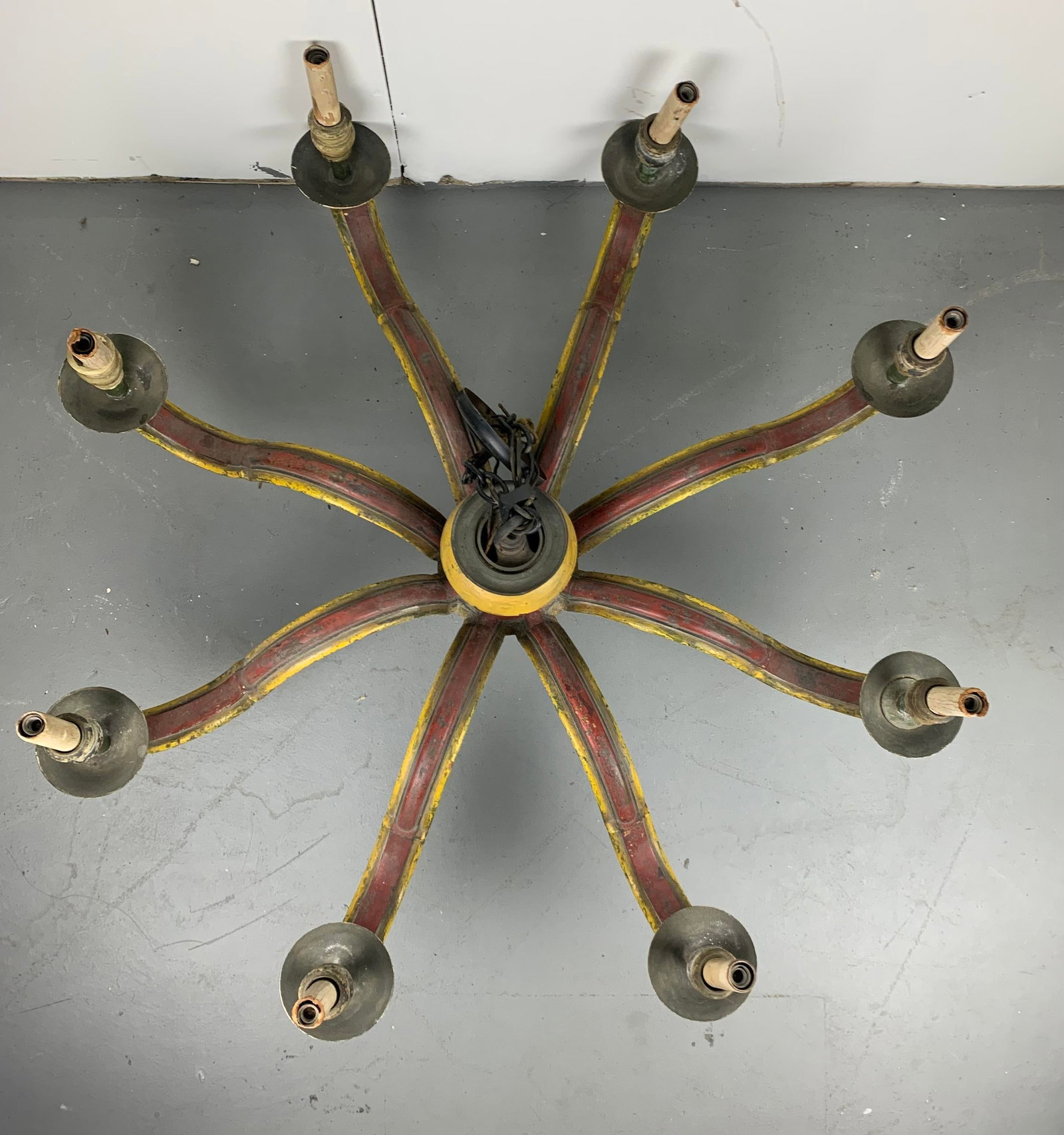 Antique Italian Painted Brass Chandelier - 4