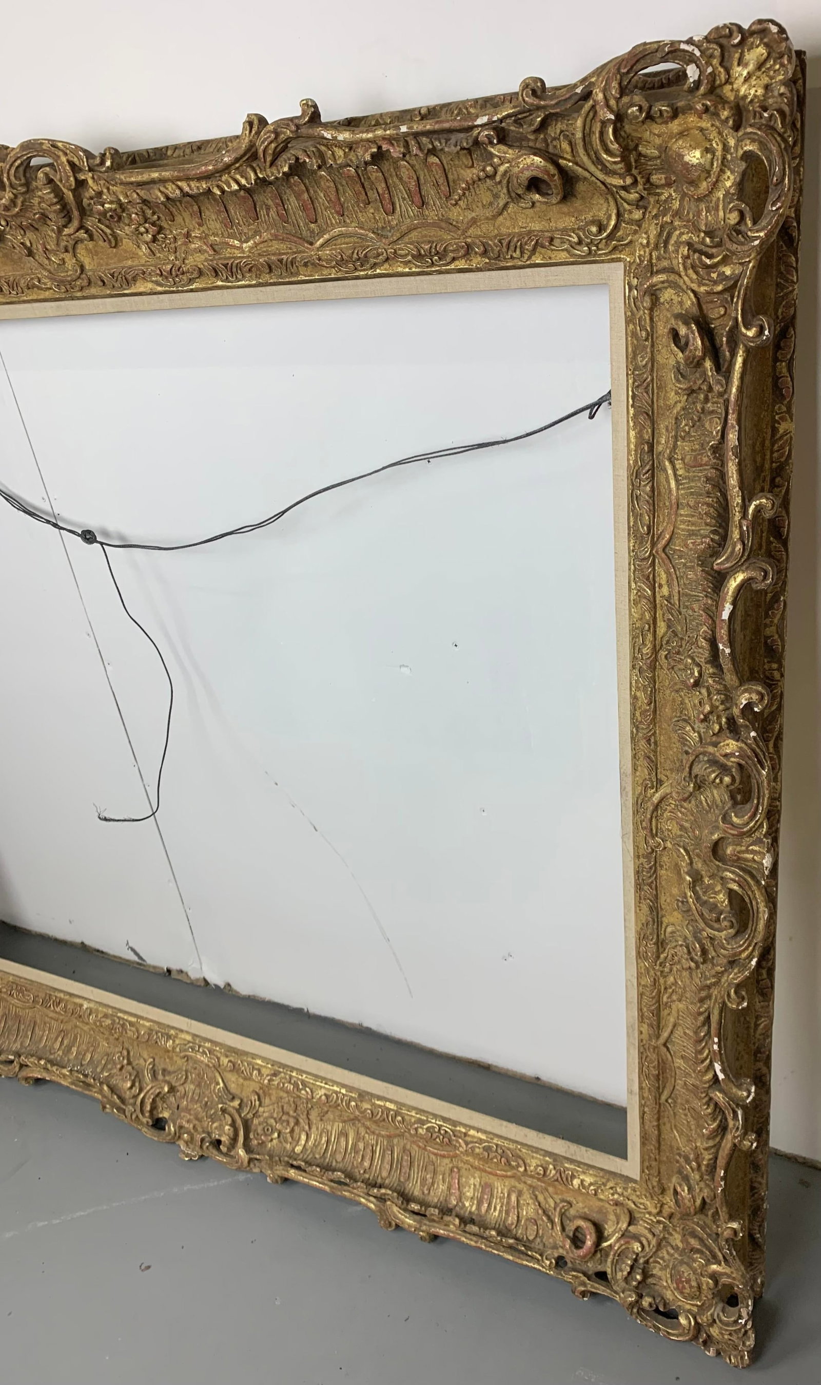 Antique Gold Ornate Rococo Style Hand Carved Wood Frame. - 5