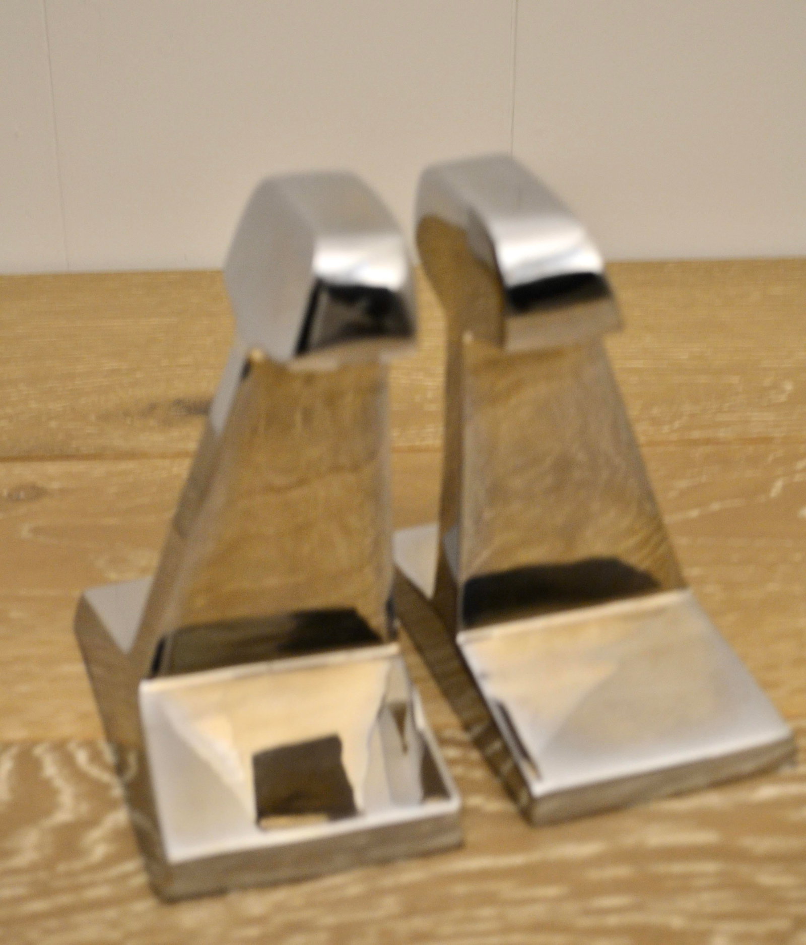 Late 20th Century Pair Modernist Nickel Plated Railroad Tie Bookends - 2