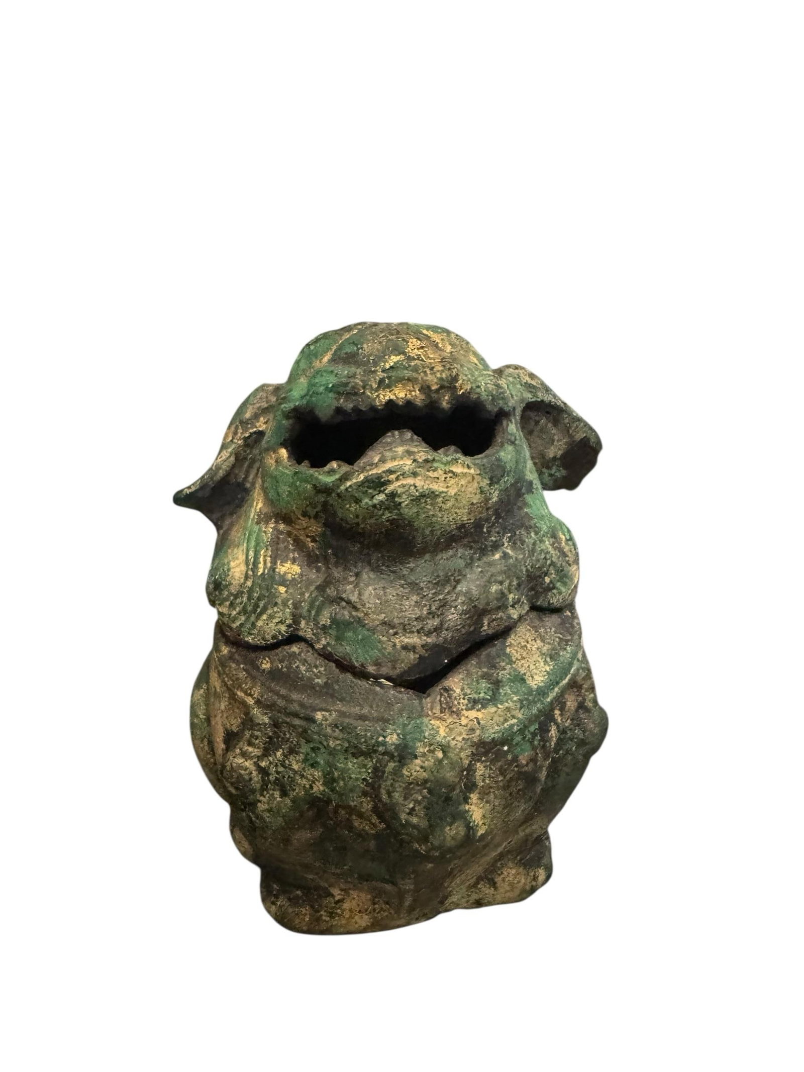 Antique 19th C. Bronze Foo Dog Incense Burner With Aged Verdigris Patina - Qing Era Asian Antique - 7