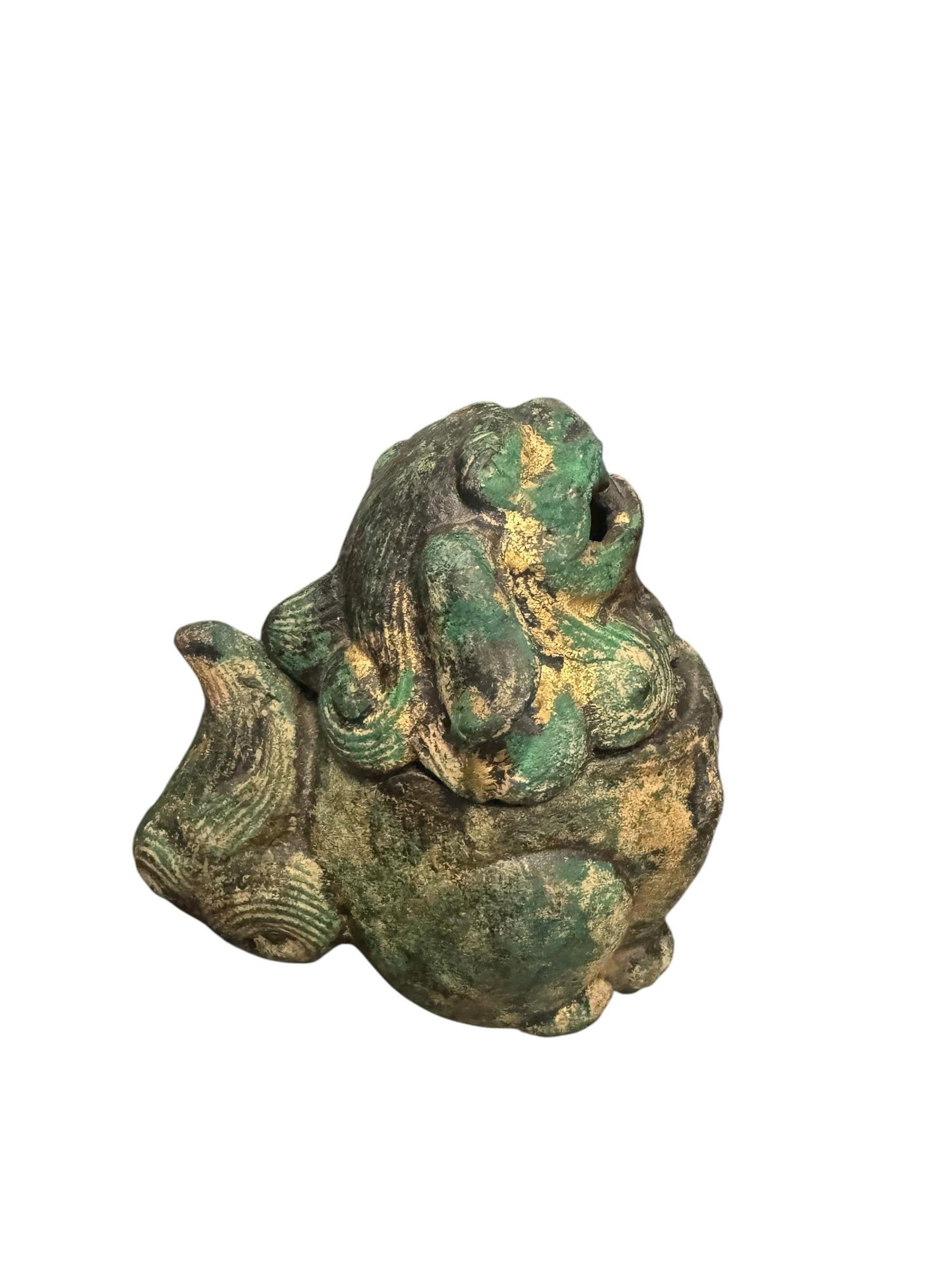 Antique 19th C. Bronze Foo Dog Incense Burner With Aged Verdigris Patina - Qing Era Asian Antique - 8