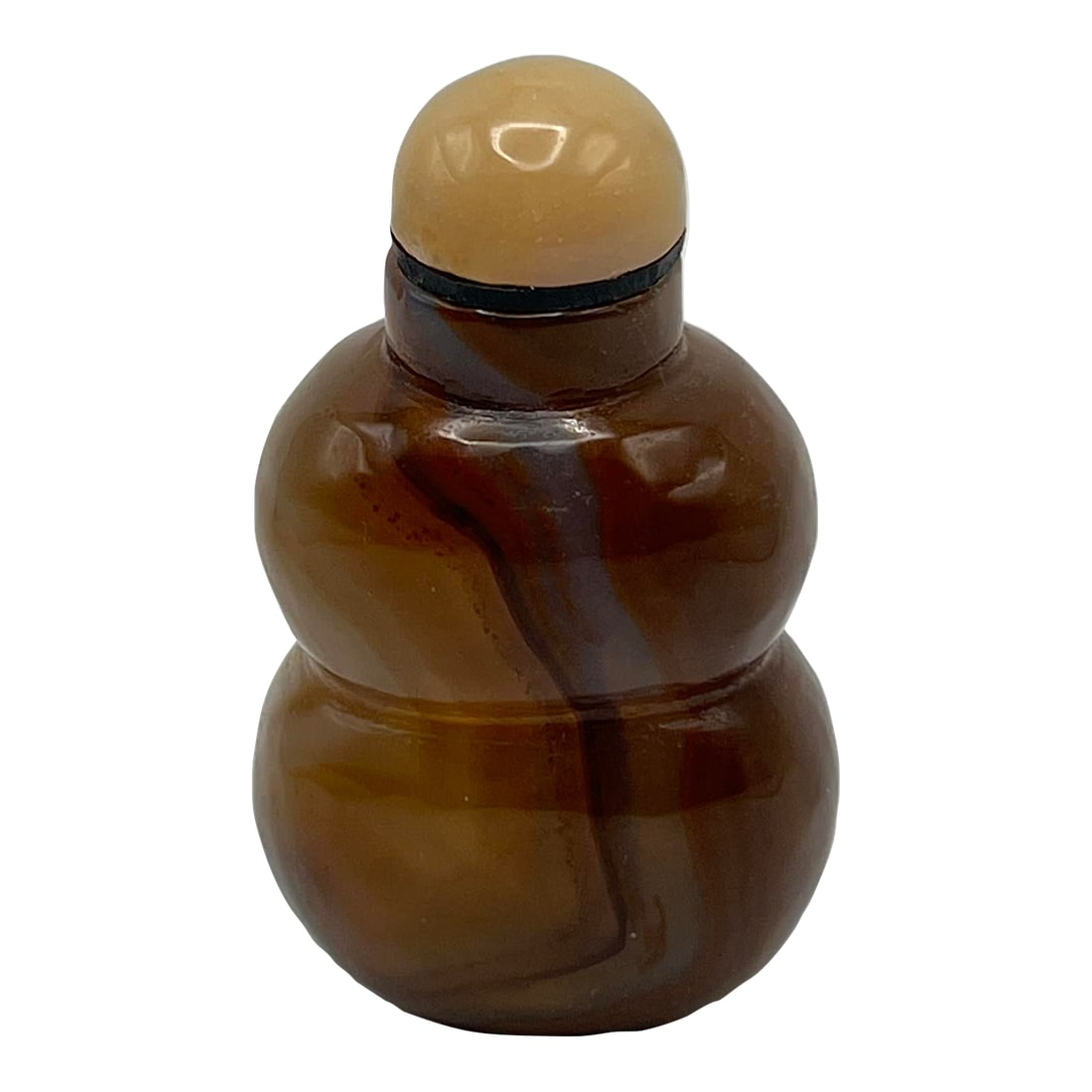 Vintage Chalcedony Double Gourd Snuff Bottle: The double gourd carries more significance than an interesting shaped vegetable. It is a magical object, and it's ability to perform tasks is boundless. The gourd belonging to Zhang Guolao, one of