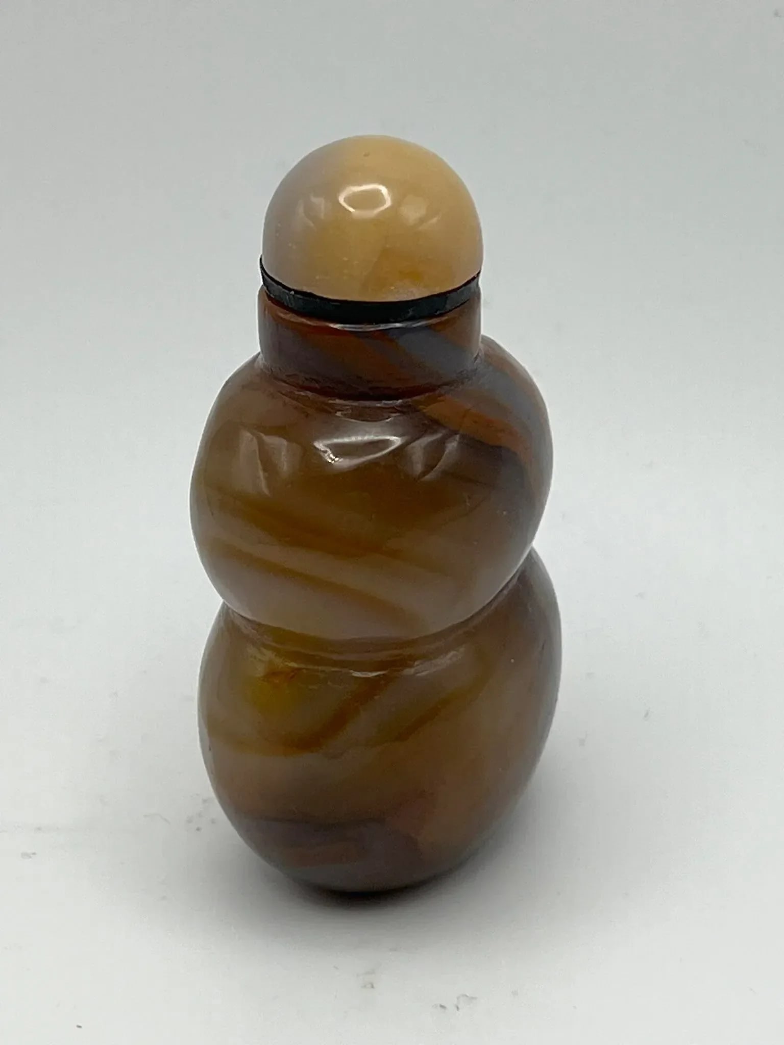 Vintage Chalcedony Double Gourd Snuff Bottle - 2