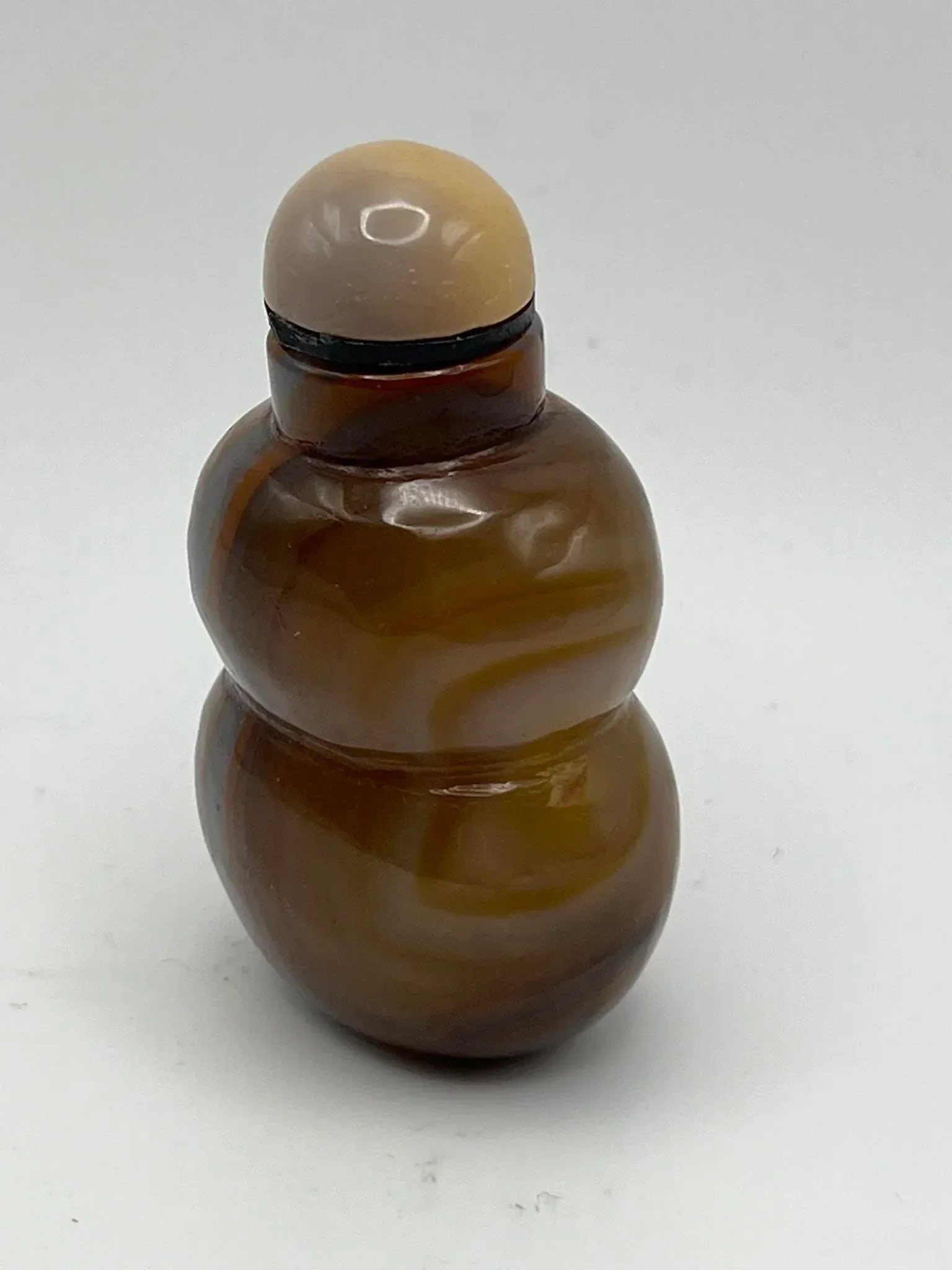 Vintage Chalcedony Double Gourd Snuff Bottle - 3